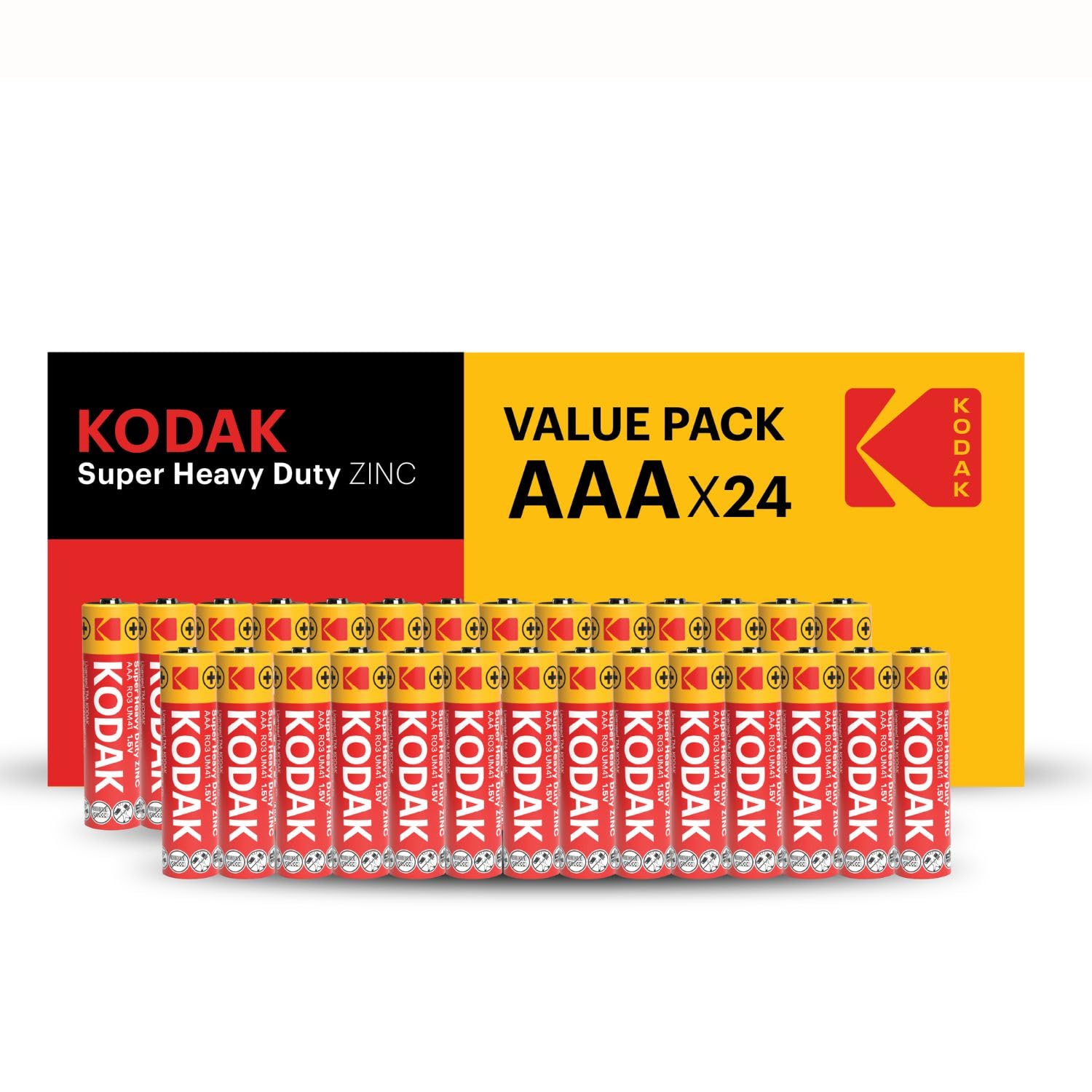 KODAKSuper Heavy Duty | AAA Batteries | Triple A | Disposable Household | Carbon Zinc | 1.5V | 24 Value Pack