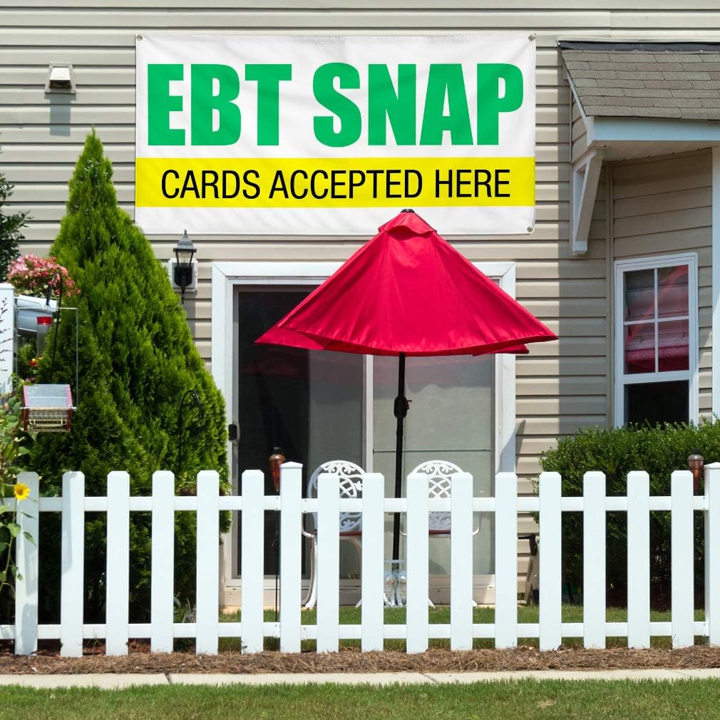 Vinyl Banner Multiple Sizes Ebt Snap Cards Accepted Here Business C Business Outdoor Weatherproof Industrial Yard Signs White 4 Grommets 24x36Inches