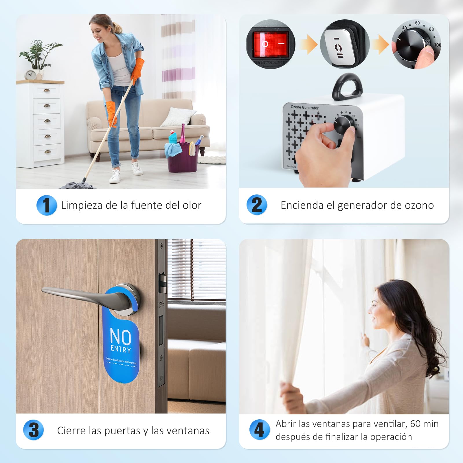 2 En 1 Generador de Ozono 100,000mg/H, Purificador de Aire con Modo de Ozono e Iones Negativos, Profesional Maquina Ozono O3 Ozonizador con Temporizador de 120 Min para Hogar Coche Hotel
