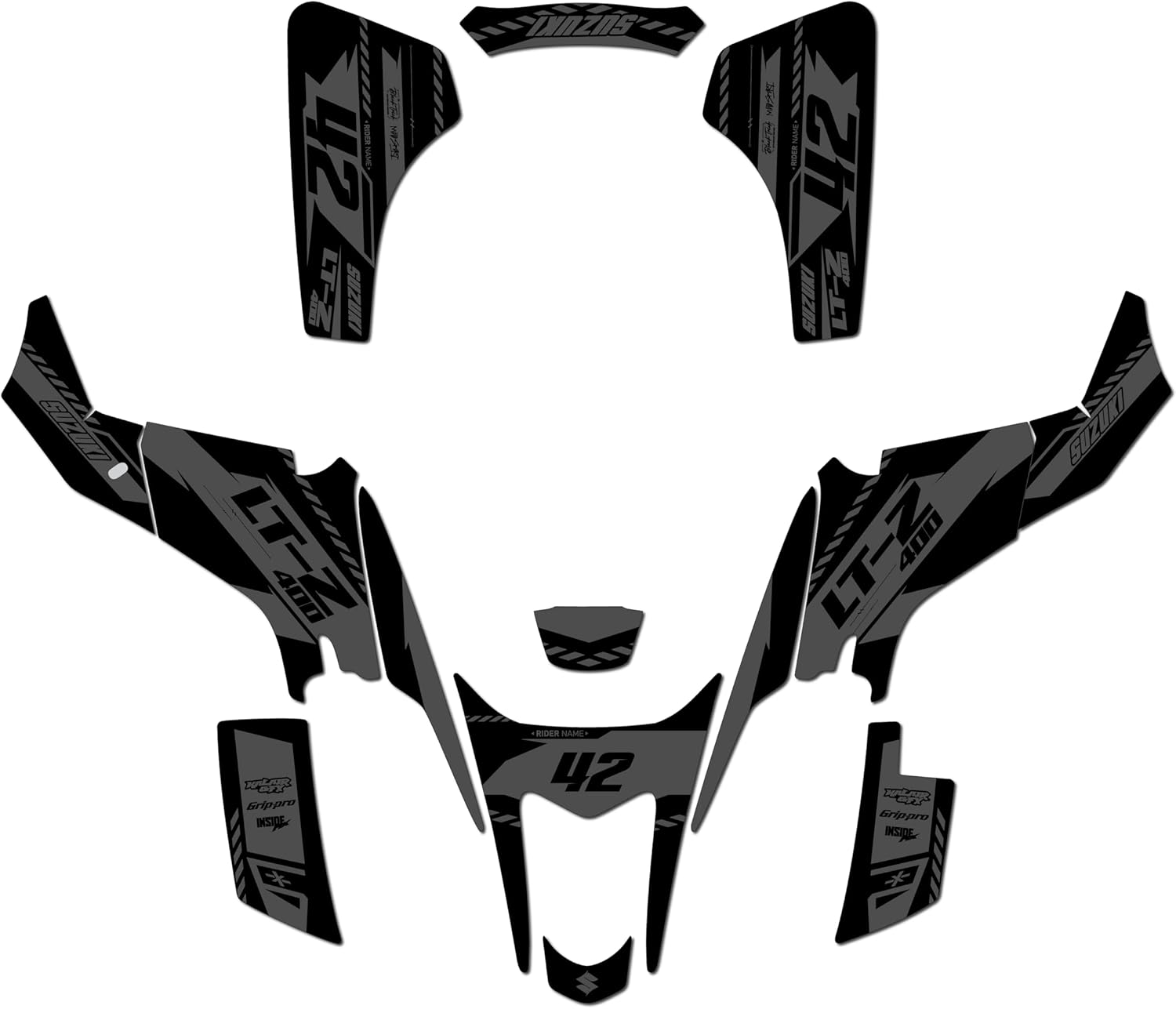 Graphics Kit for Suzuki LTZ 400 (2003-2008) Lethal Series Smoke 21 Mil - ATV UTV Custom Racing Graphics Stickers Decals Kit, no-Plastics
