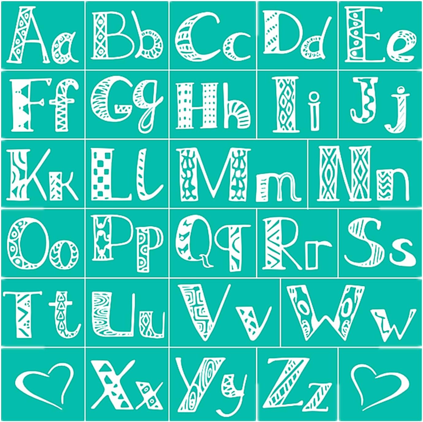 JAJADO 5 Pcs Letter Stencils Symbol Numbers Craft Stencils, Reusable Alphabet Templates Silk Screen Stencil Adhesive Stencil for Painting Wood, Wall, Fabric, Rock, Chalkboard, Sign, DIY Art Projects