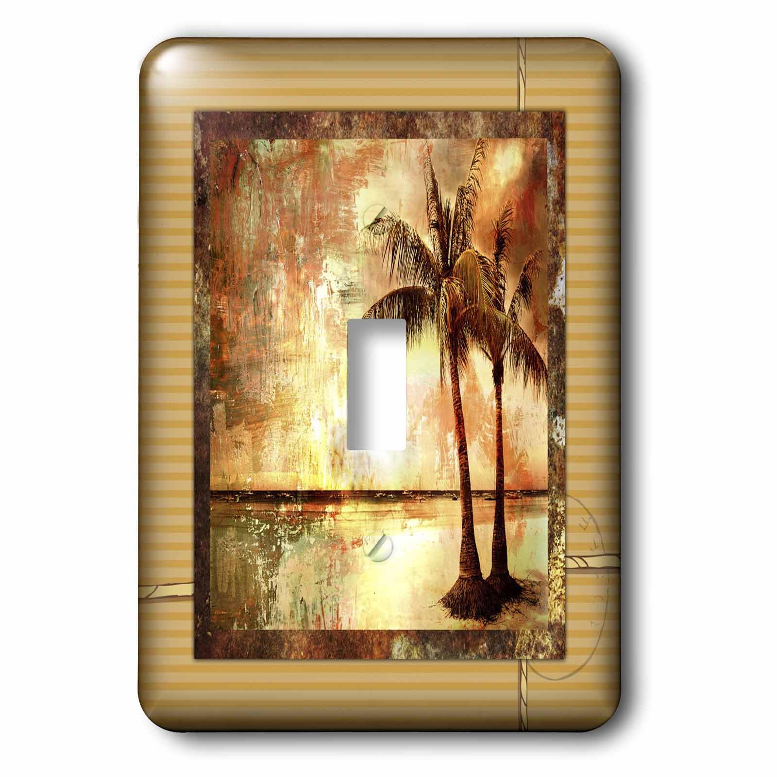 Interrupteur à bascule seul motif grunge coucher de soleil tropical pour plaque murale 1 poste