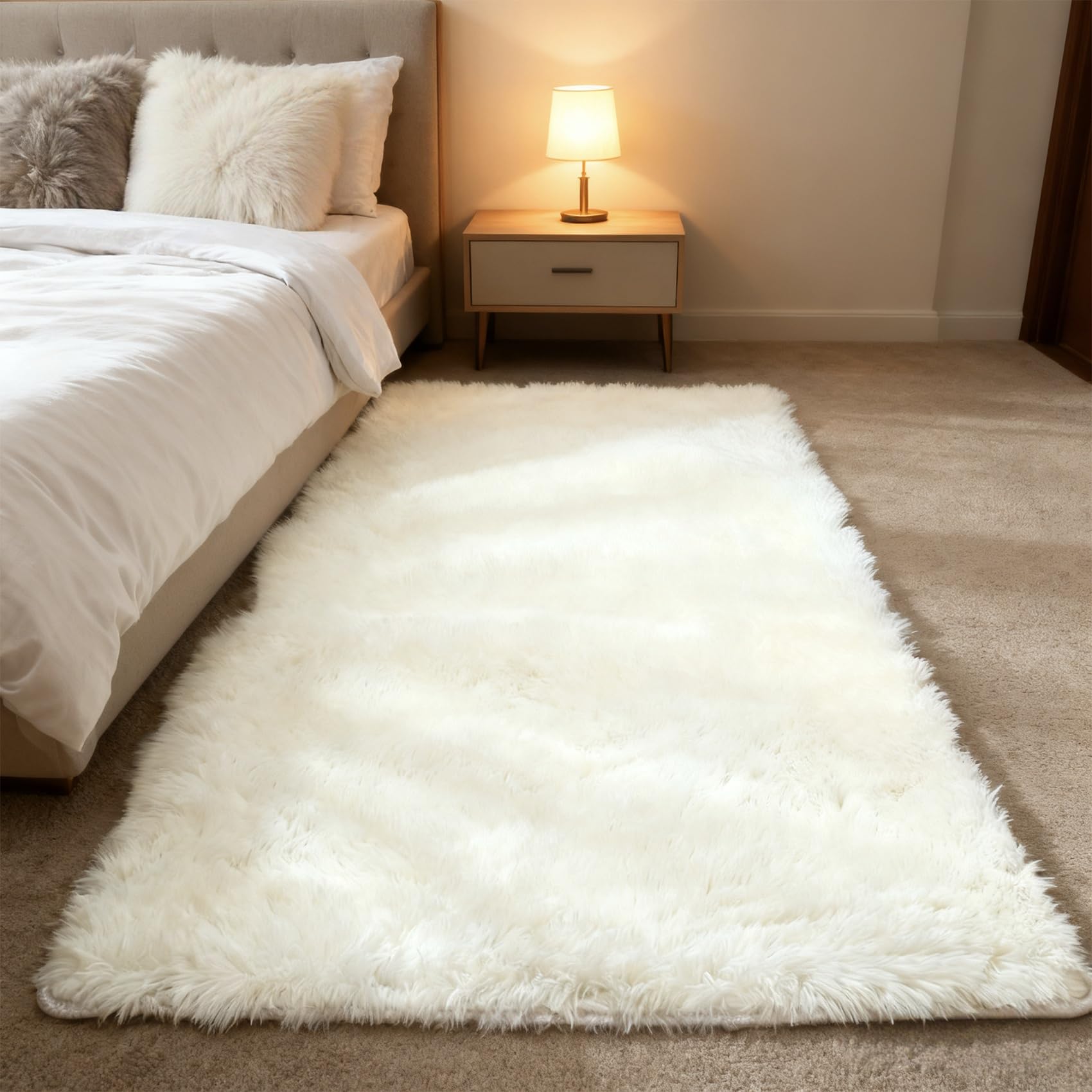 Tapis de salon chic en poils longs de qualité supérieure 150 x 170 cm