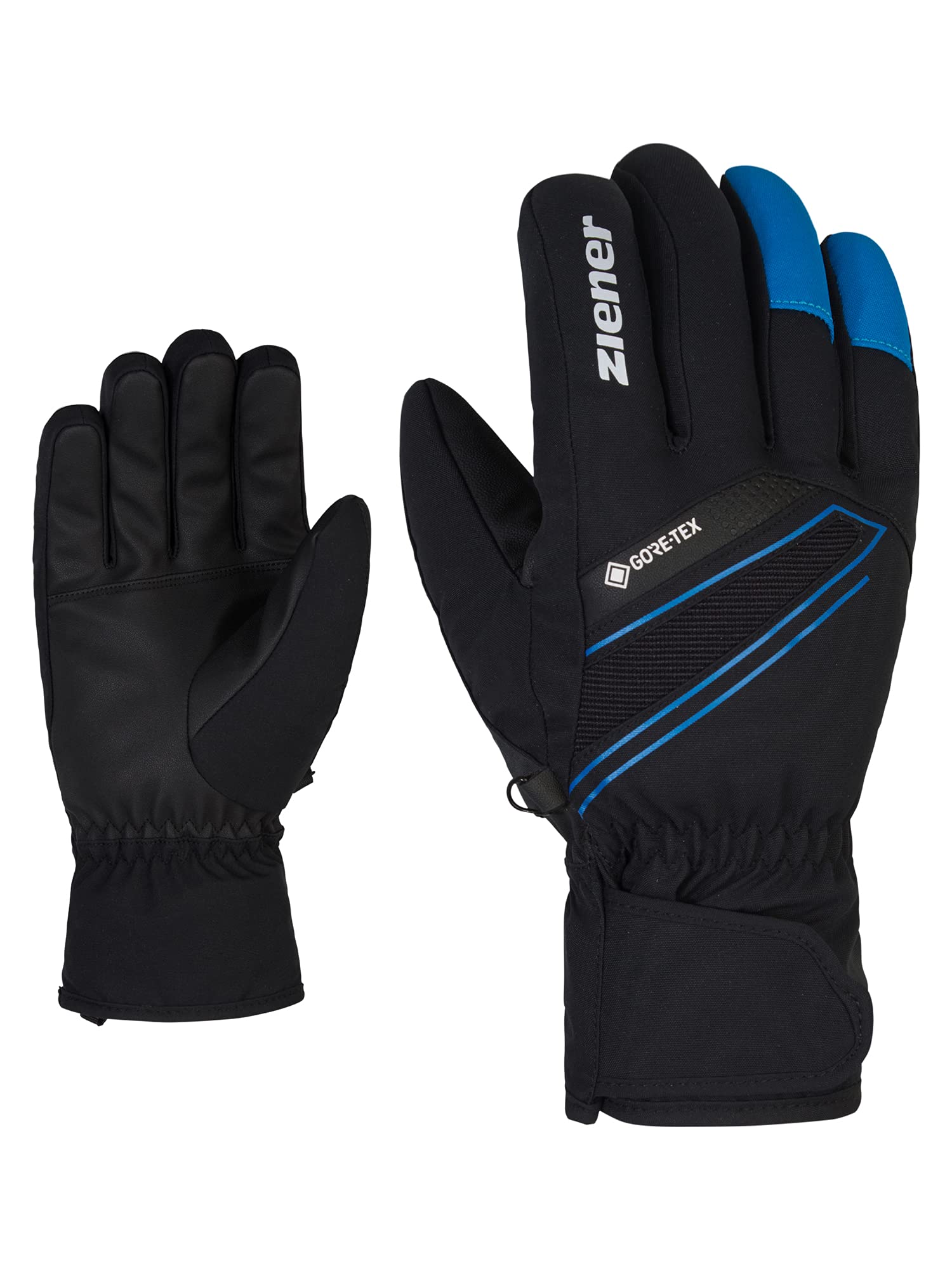 Ziener Gunar Men's Ski Gloves/Winter Sports Waterproof Breathable Warm Gore-Tex Black Persian Blue 7.5