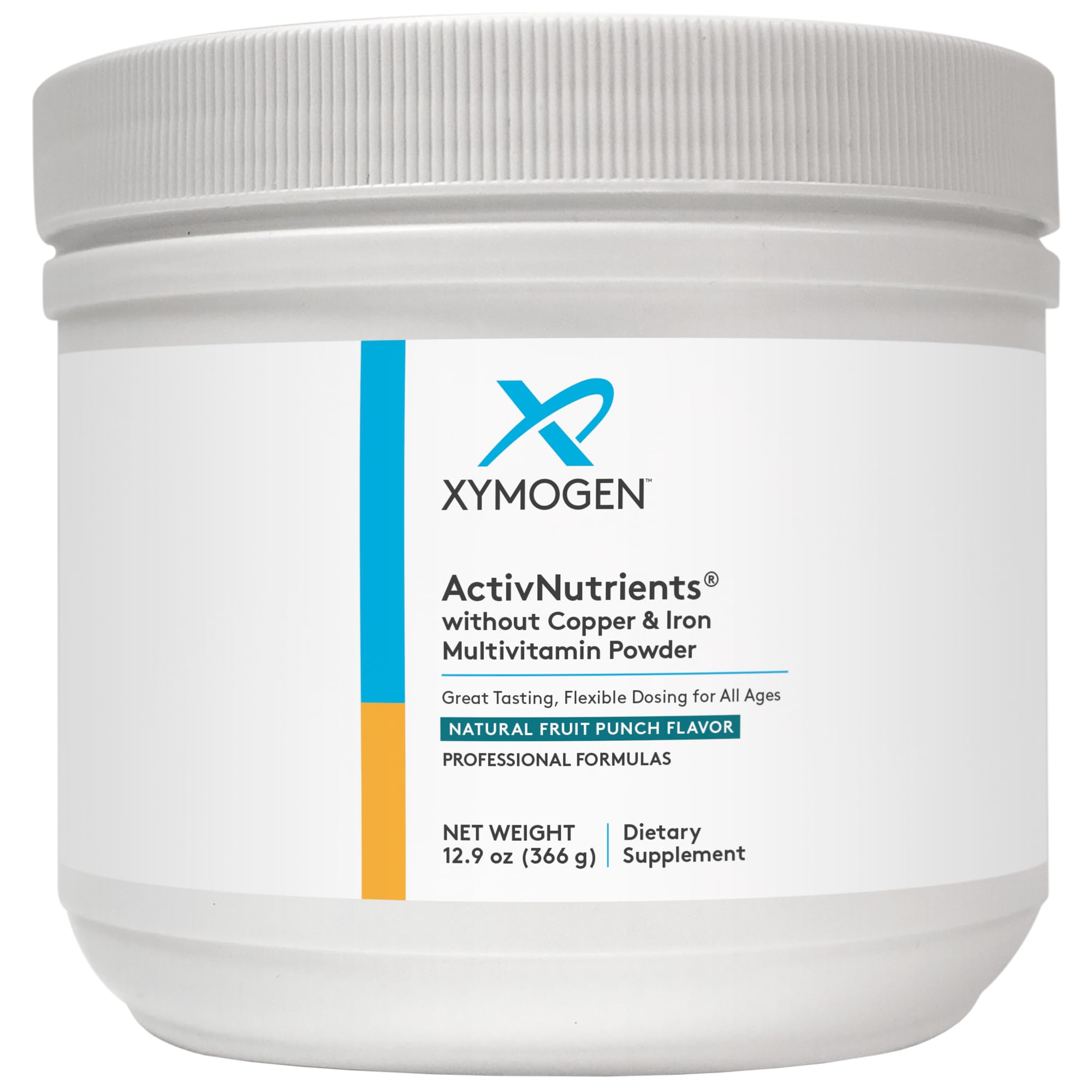 XYMOGEN ActivNutrients Without Copper & Iron Multivitamin Powder - Fruit Punch (12.9 oz)