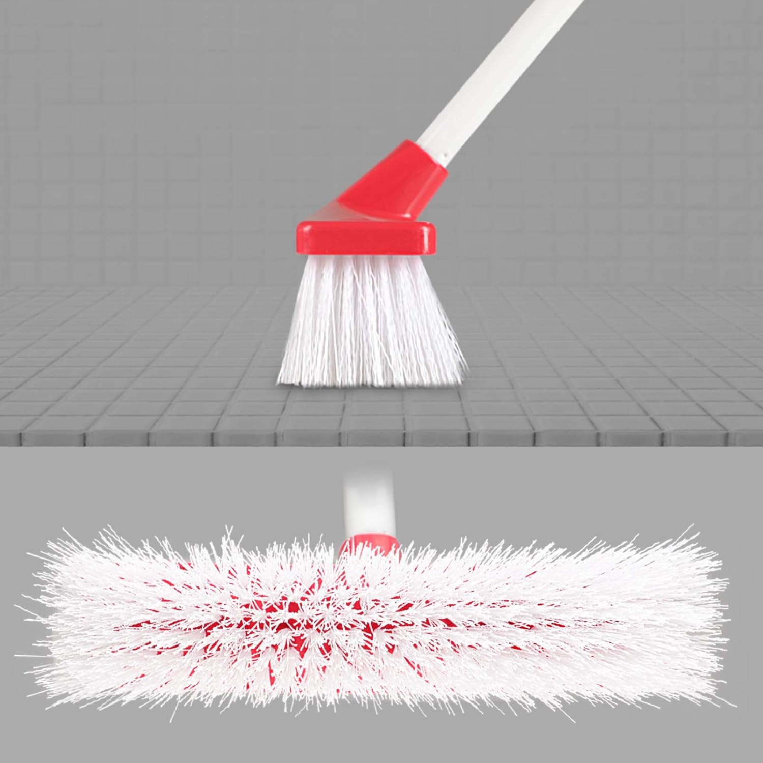 AKOMA Lightweight Push Broom Stiff Cleaning Brush with Adjustable Handle Deck Scrub Brush for Cleaning Bathroom Shower Tile Floor Driveway Garage Patio Carpet Outdoor Scrubber Brushes : Health & Household