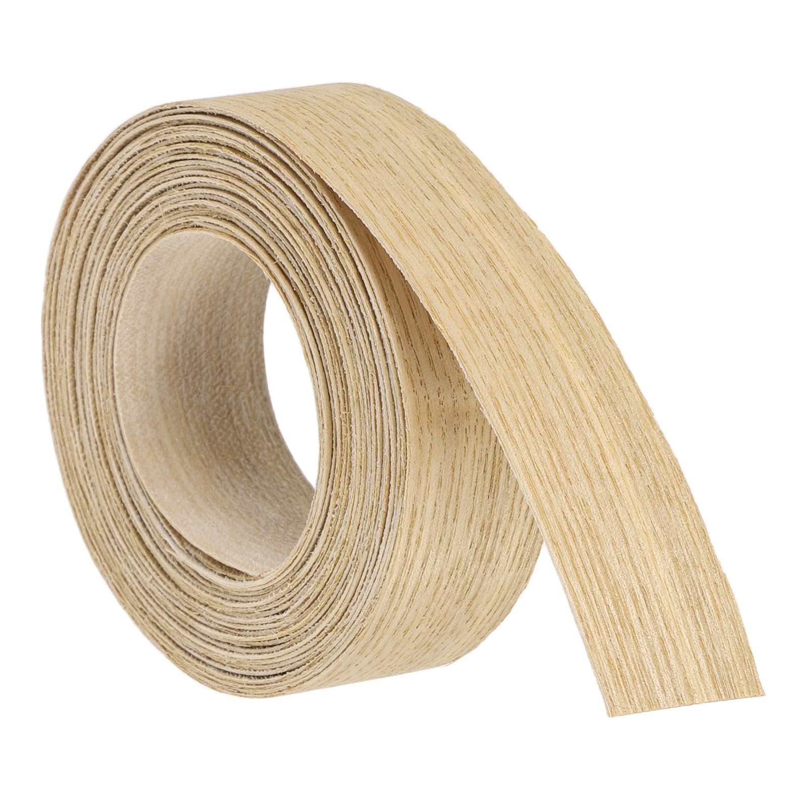 sourcing map 2.5cm x 4.6m Wood Veneer Edge Banding, Pre-Glued Flexible Ash Edging Strips, Iron on with Hot Melt Adhesive Wood Tape for Cabinet Repair and Furniture Restoration