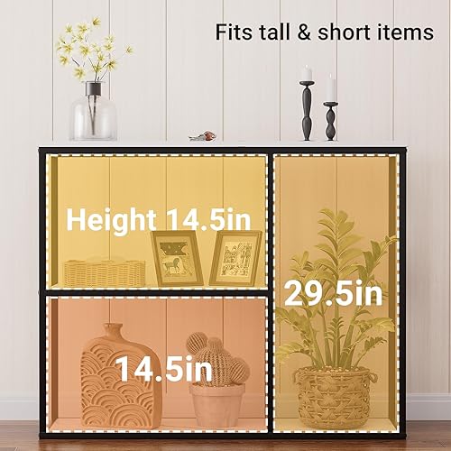 Miniatura 10 de WOHOMO Mesa consola, mesa de entrada estrecha de 12 pulgadas con estantes de almacenamiento de 3 niveles, mesa industrial de sofá de 31.5 pulgadas,