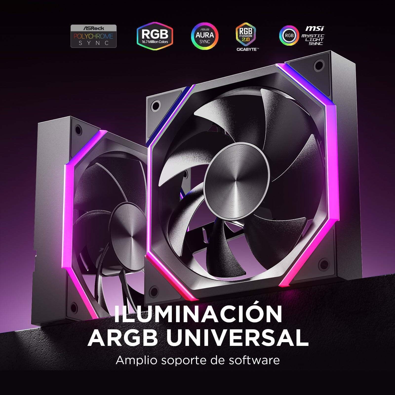 AsiaHorse Nyota ARGB Ventilador PC 120MM [3 Piezas] [HDB] Ventilador RGB de 2000 RPM/61.5 CFM/2,16 MMH2O 5V 3 pines ARGB 12V 4pines PWM vida útil de 50000 horas