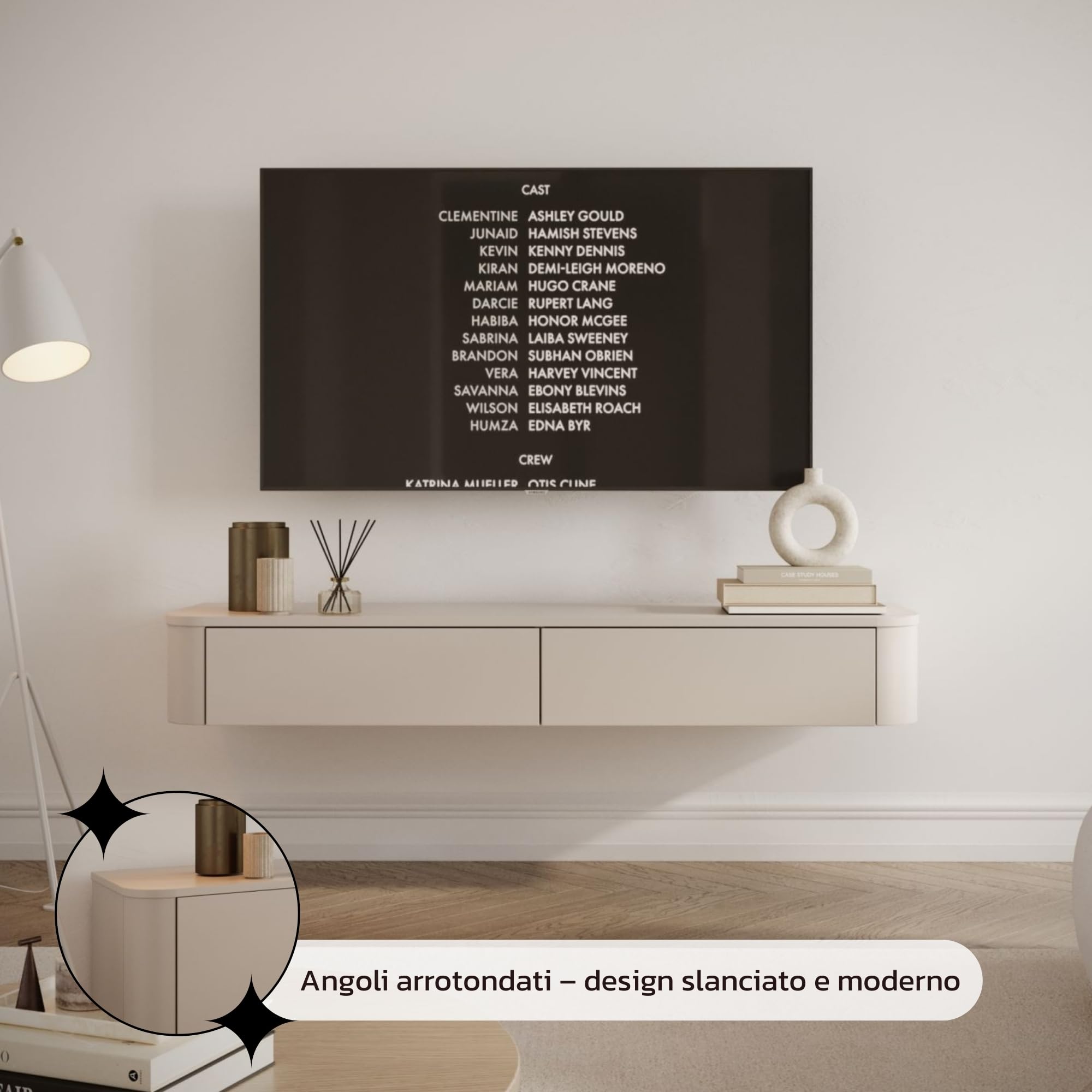 Selsey Mobile TV Sospeso 140 cm - Elegante Mobile TV Soggiorno in Finitura Cachemire, Moderno e Funzionale, Pannello Laminato e MDF di Alta Qualità, Design Minimalista, Perfetto per il Tuo Soggiorno