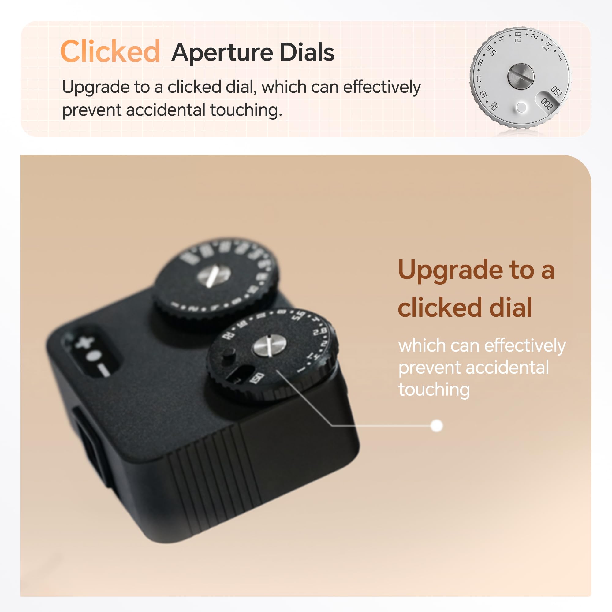 TTArtisan Light Meter II Génération Upgrade Compteur de lumière à Deux Cadrans pour la Photographie avec Monture à Sabot Froid Compatible avec Divers appareils Photo (Aluminium Argent)