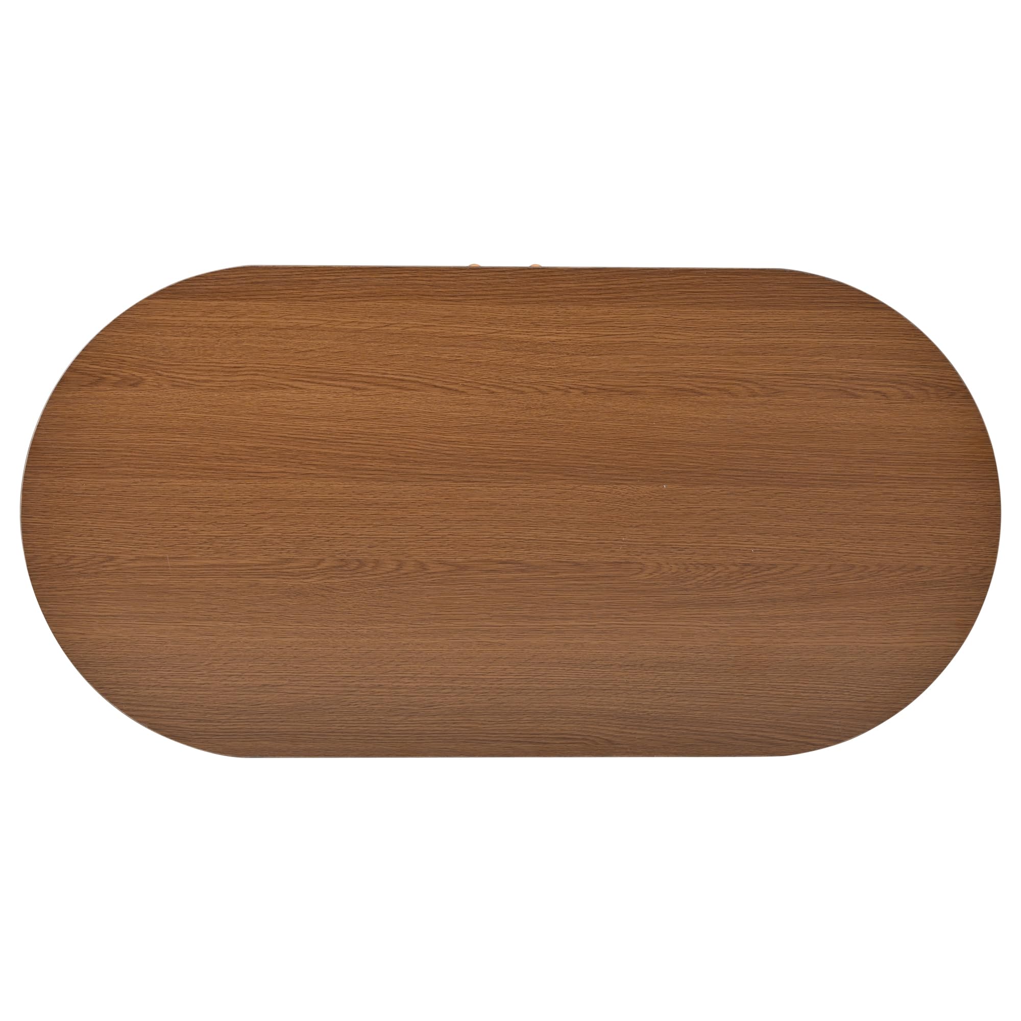 Merax Couchtisch Ovaler, Modern Kaffeetisch mit Schiebetüren, Wohnzimmertisch mit Viel Stauraum, Multifunktionaler Beistelltisch Sofatisch, Platzsparendes, Landhausstil, Wohnzimmermöbel, Walnussfarbe