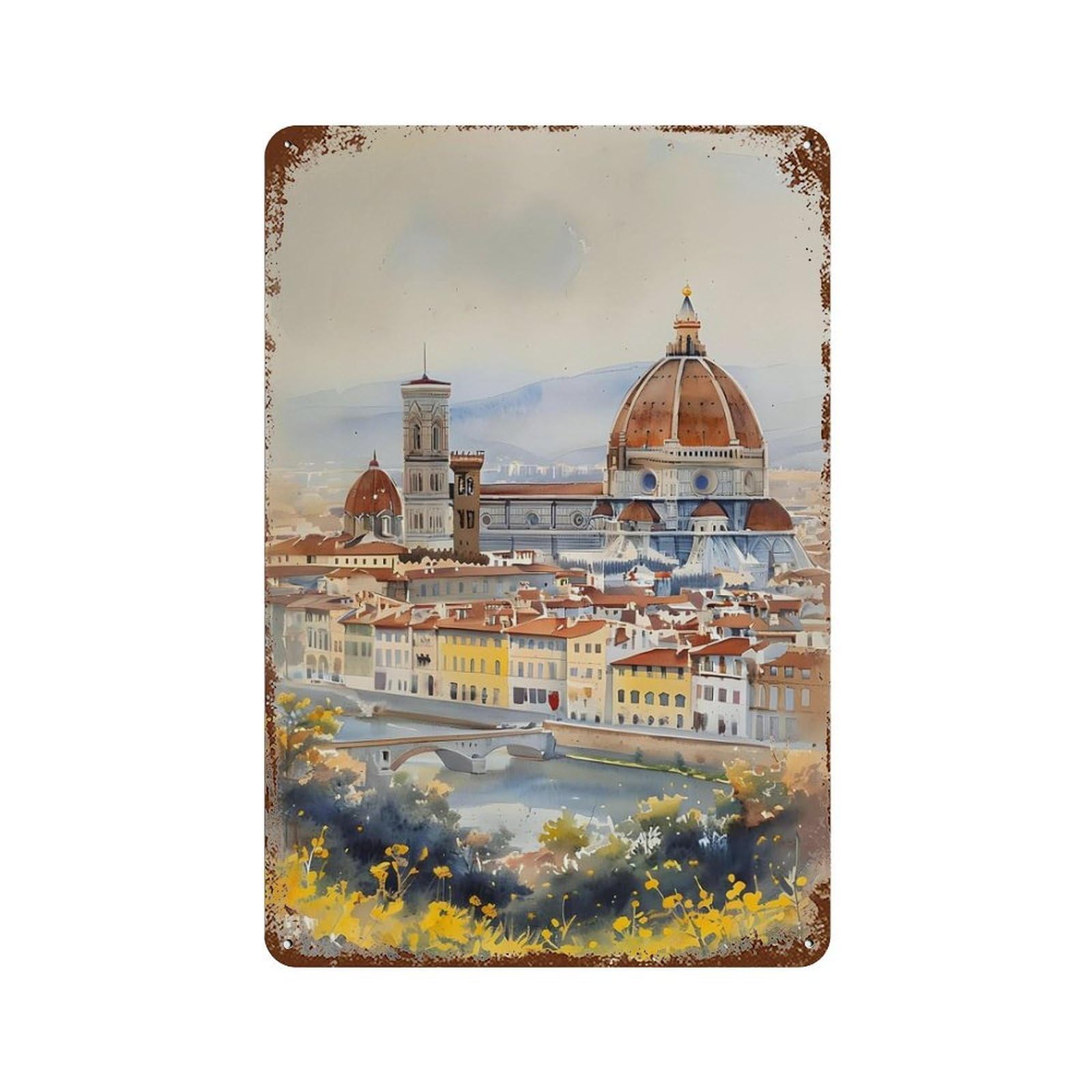xiaoxiaoshen Vintage Landmark Florence Italy Wall Decor Art Metal Tin Poster Modern Home Decor Art Home Bar Shop Decorations Vintage Sign 30x20cm