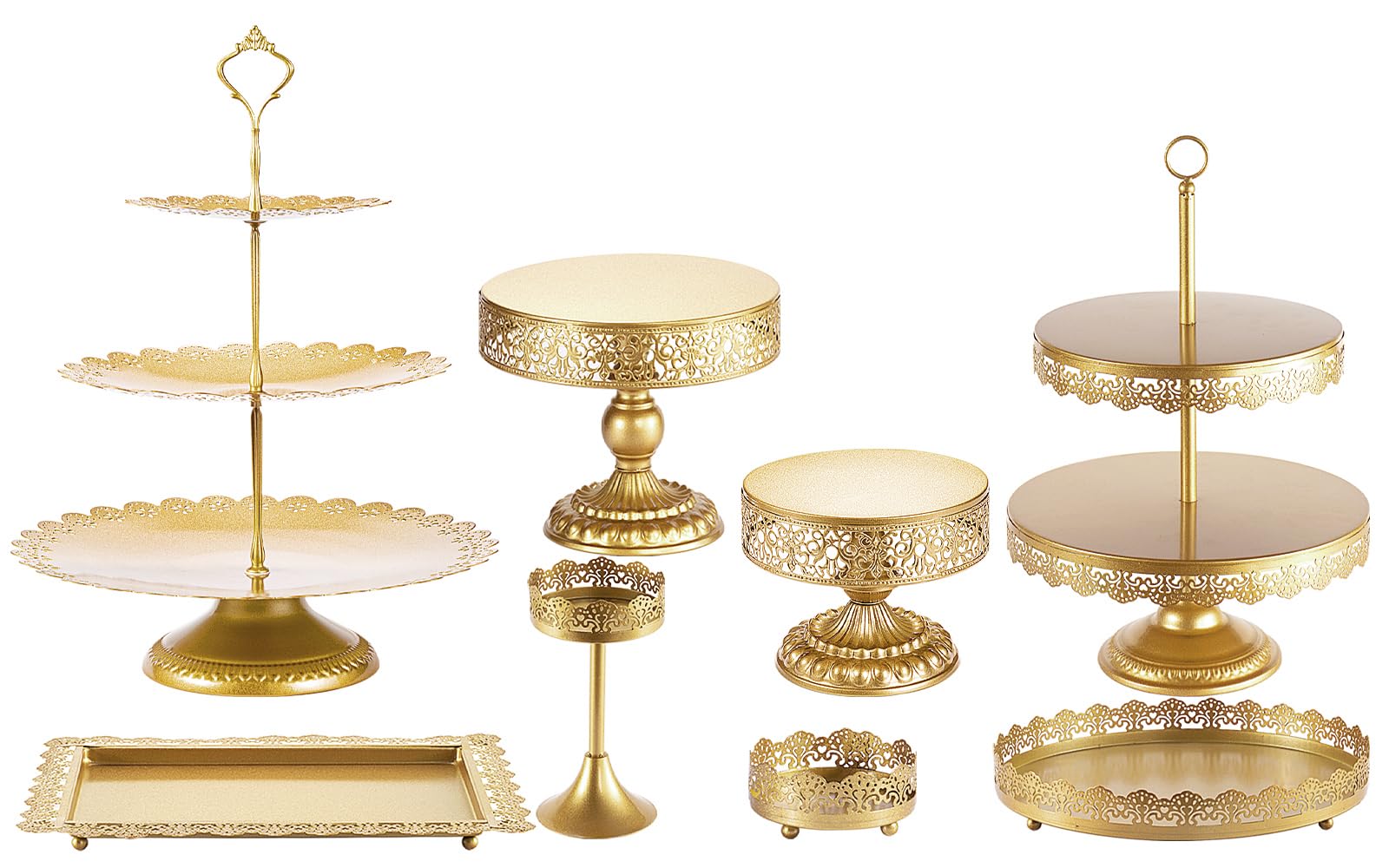 Set Di 8 Alzatine Dorate Per Torte - Set Da Tavolo Da Dessert Supporto Per Torte Per Dessert E Tavoli Da 127975