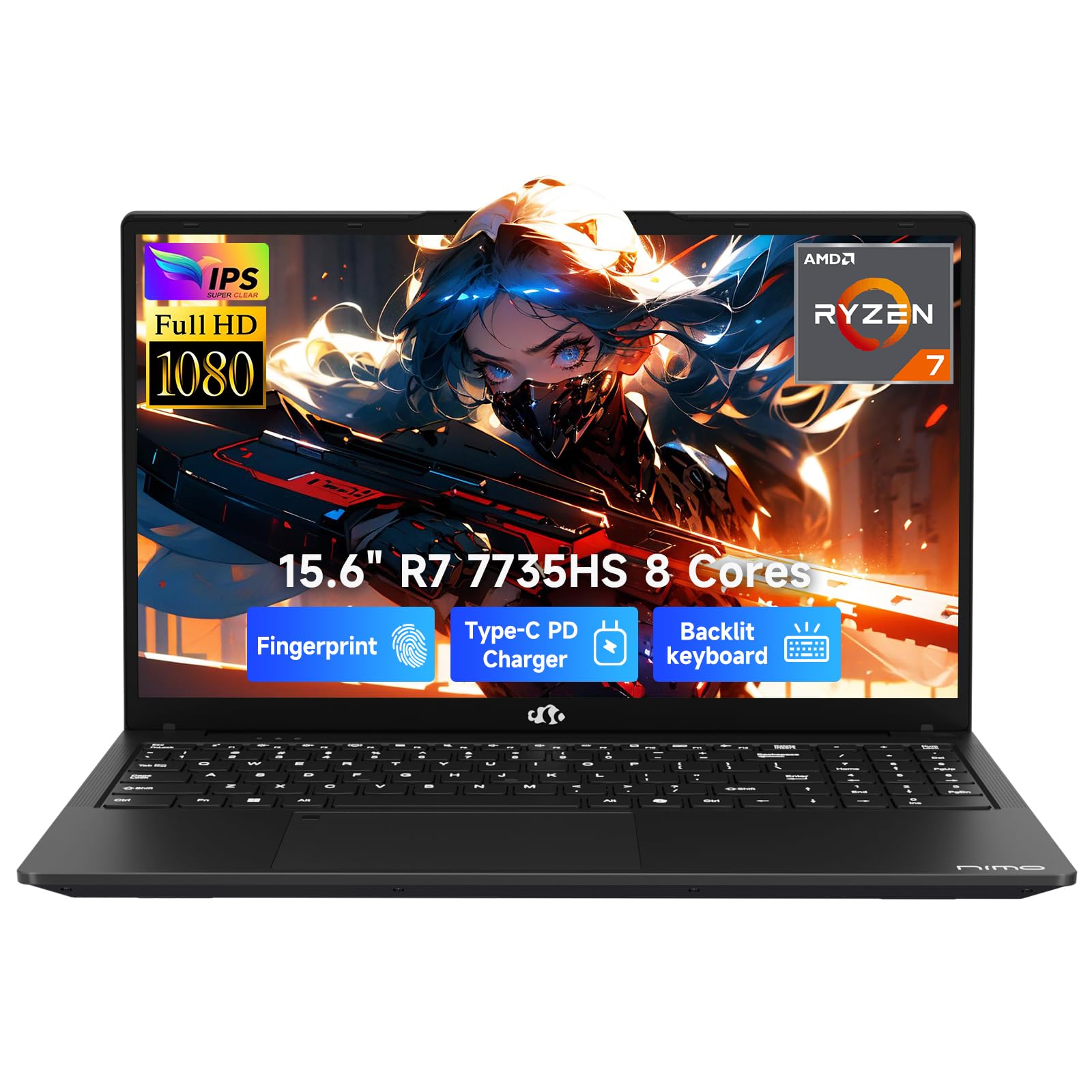 NIMO 17.3" IPS FHD-Laptop, Intel 6 Cores i3-1215U 16GB RAM 256GB SSD (Beat Ryzen 5 7520U, Up to 4.4GHz) Computer with 65W GaN Type C Backlit Keyboard Fingerprint, for Home Student and Business Silver