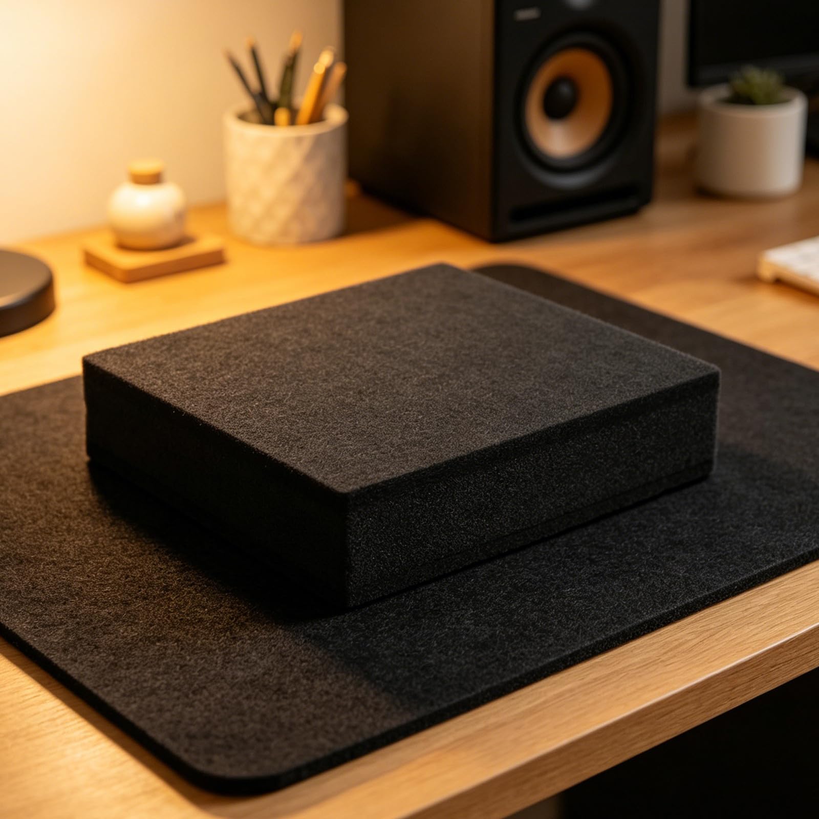 POPETPOP Anti Vibrations Unterlage für Studio Monitor und Subwoofer Schallschutzmatte aus Kunststoff und Gummi Rechteckige Dämpfungsmatte für Musikraum und Studio