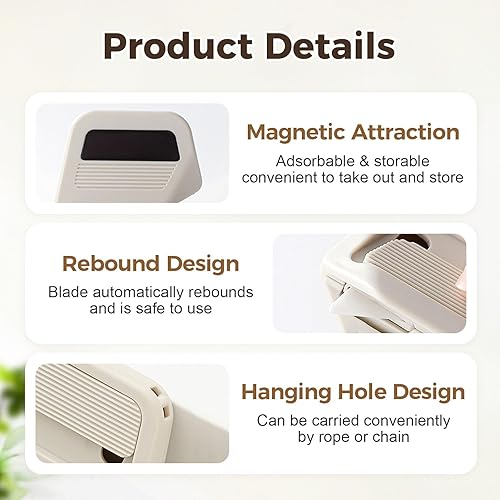 Miniatura 3 de Cortador de caja retráctil magnético, cuchillos utilitarios con cuchillas de cerámica con ranura en ángulo recto, abridor de paquetes portátil apto
