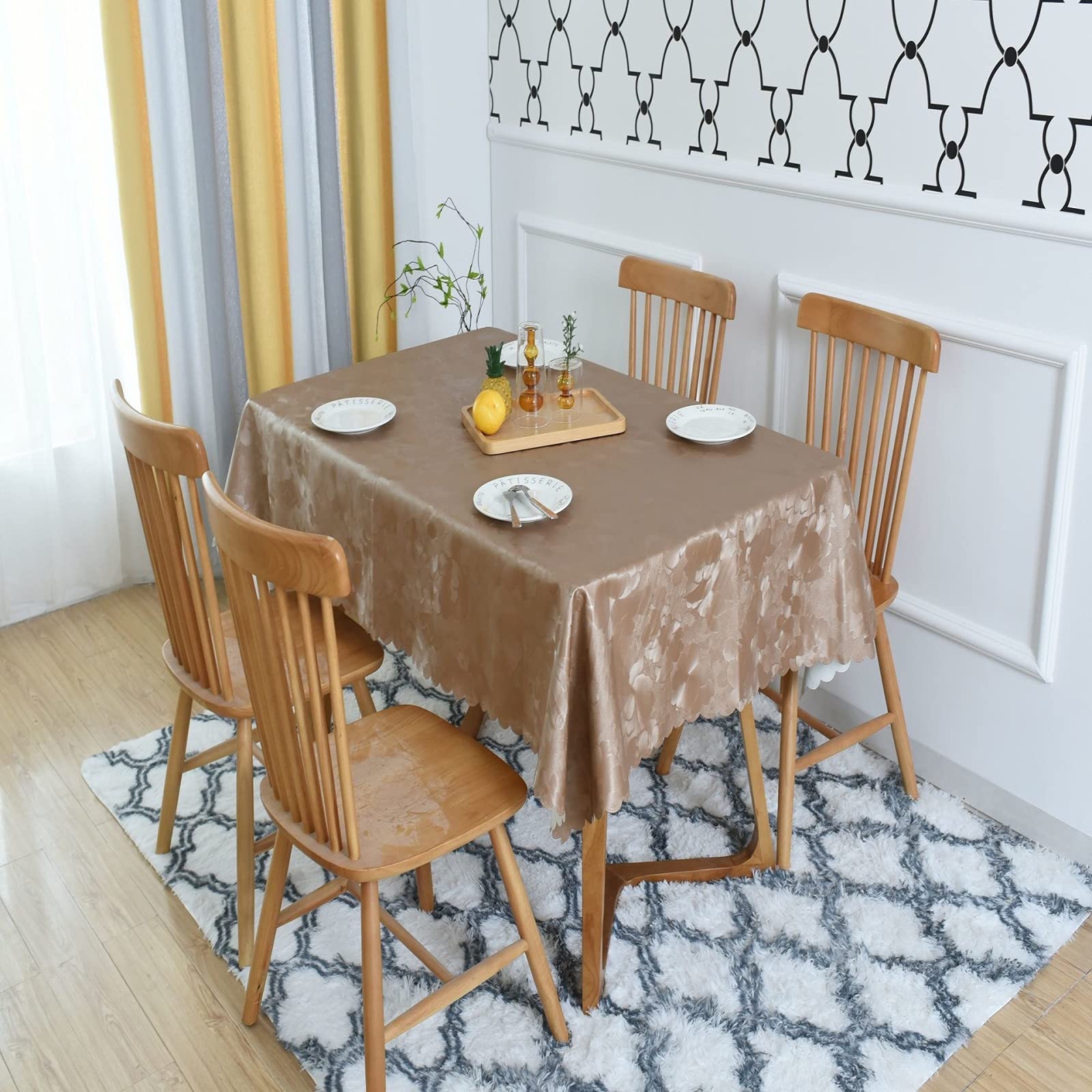 Nappe de table rectangulaire en PU 140x200cm aspect café pour salle à manger