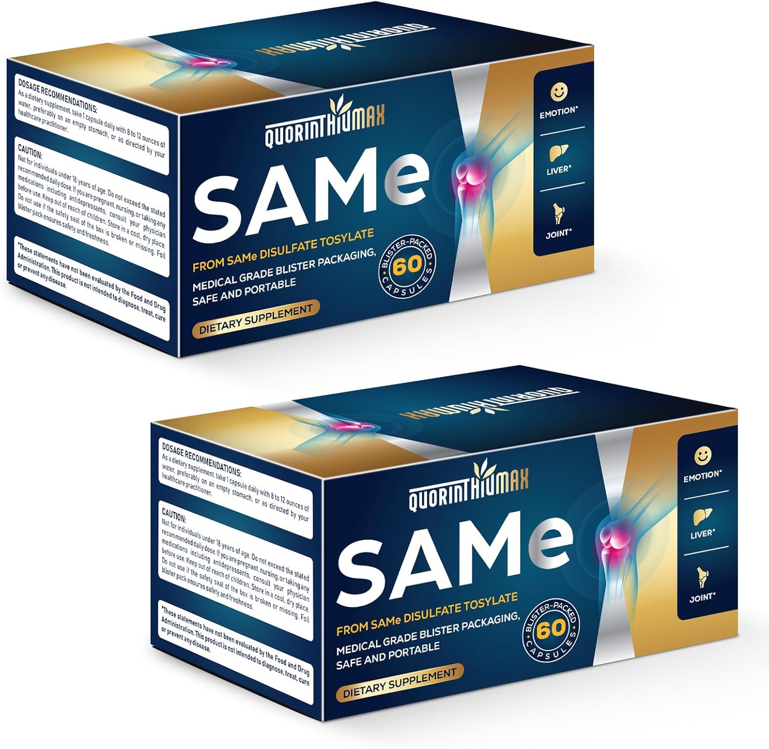 Product image of SAM e Supplement 500mg - Extra Strength SAM-e(S-Adenosylmethionine) for Mood, Liver & Join t | 25% More Potent Than 400mg SAM-e | Vegan | 120 Medical Blister Pack Capsules