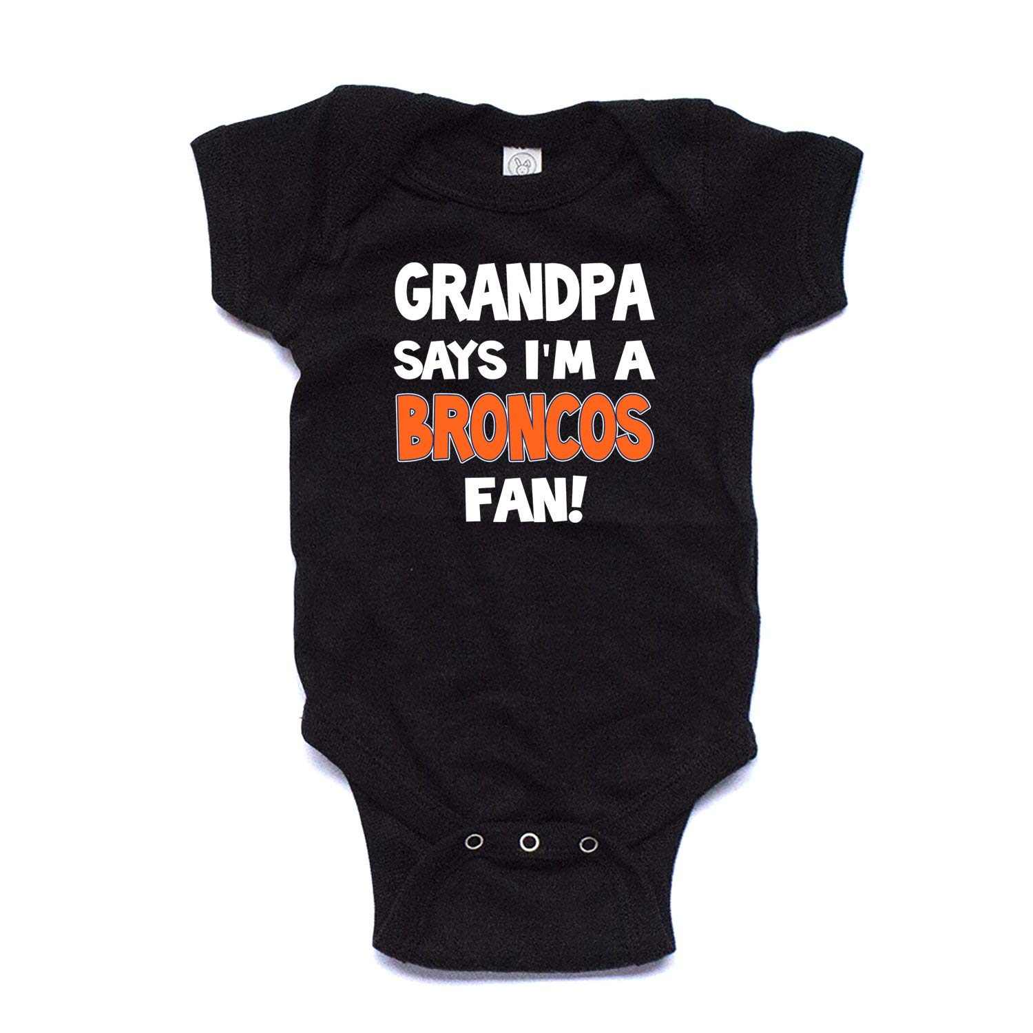 NanyCrafts Grandpa says I'm a Broncos Fan Baby Bodysuit Black 6M