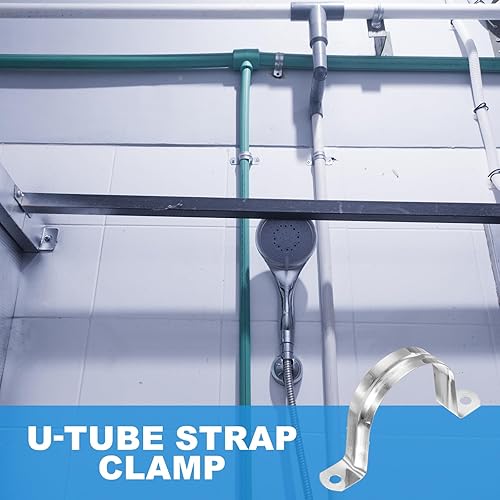Miniatura 6 de PATIKIL Correa de tubo rígida de 2-14 pulgadas (2.244 in), 12 abrazaderas de conducto de acero inoxidable 304 con 2 agujeros en U, correa de tubo de