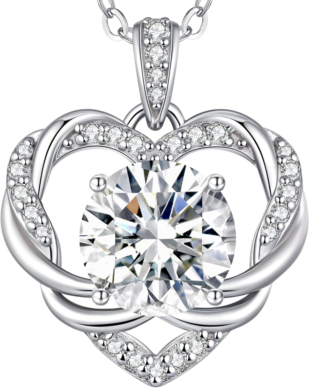 OOBEE Valentines Day Gift Moissanite Heart Pendant Necklace for Women 925 Sterling Silver Fine Jewelry for Her, Ideal Birthday Anniversary Christmas Gift for Women Wife Mom Girlfriend Daughter