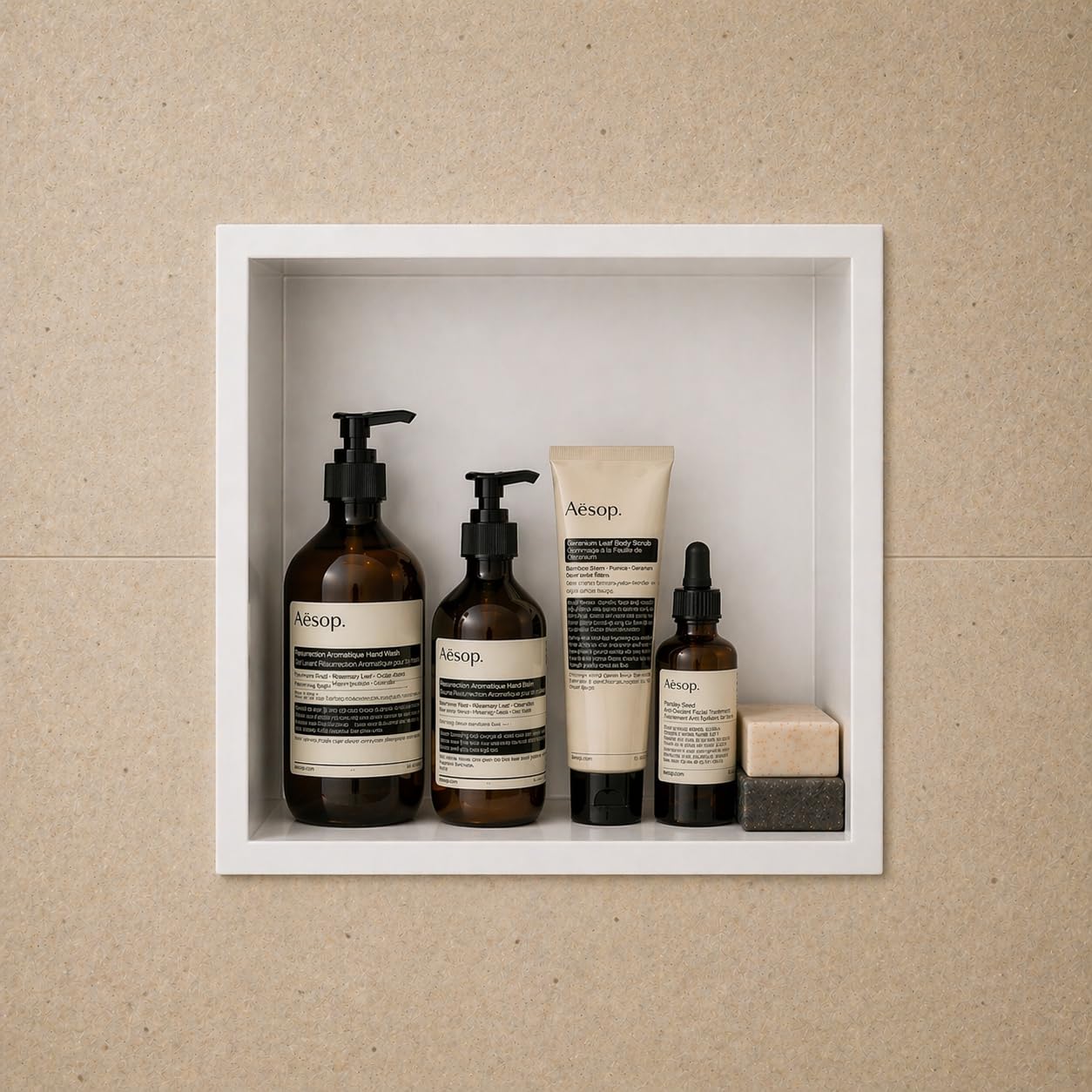 MEDIMEX - Hornacina Ducha Empotrable Atlantic HOR001 Nicho Baño Acero Inoxidable 304 | Cuadrada 33x33 cm Profundidad 10 cm, Estante Organizador Reforma Pared | 6 Acabados Premium (Blanco Mate)