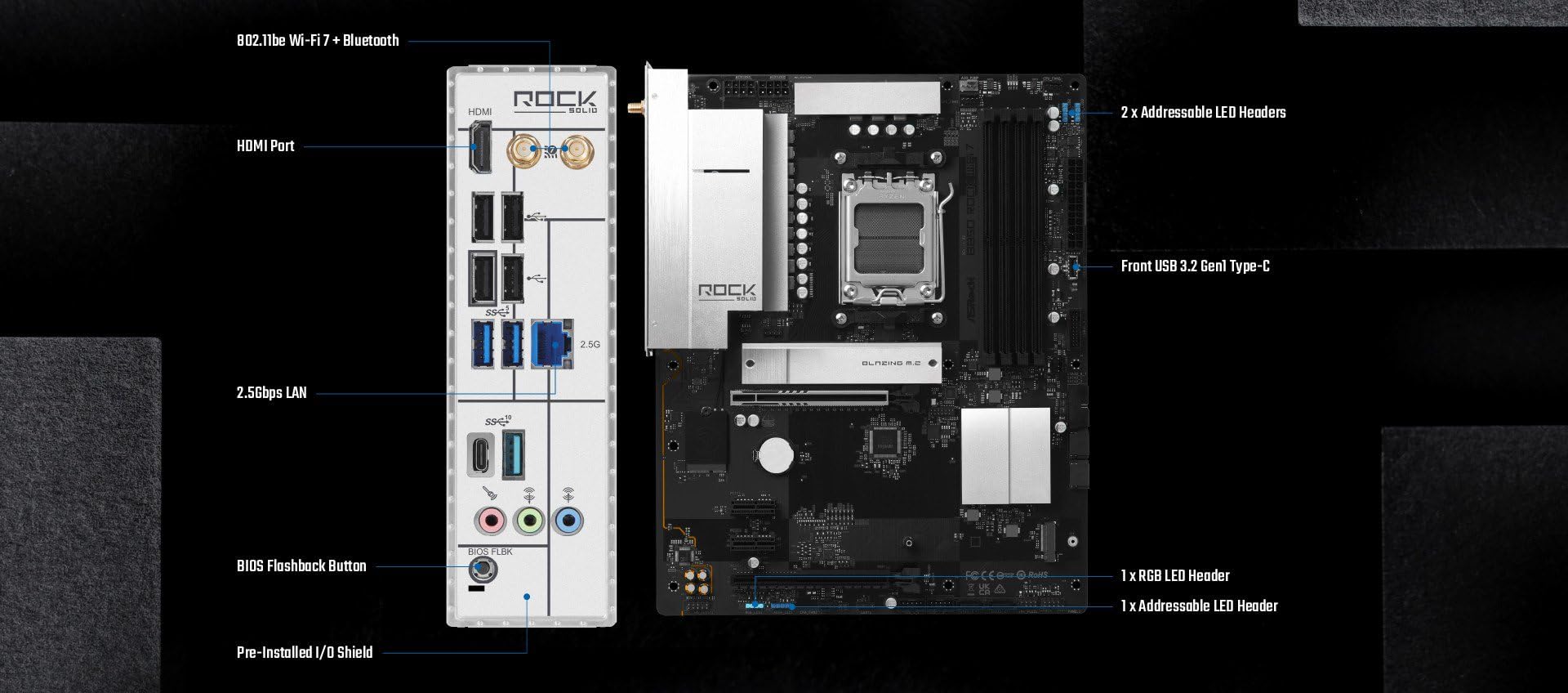 Amazon.com: ASRock B850 Rock WiFi 7 Socket AM5 ATX Motherboard