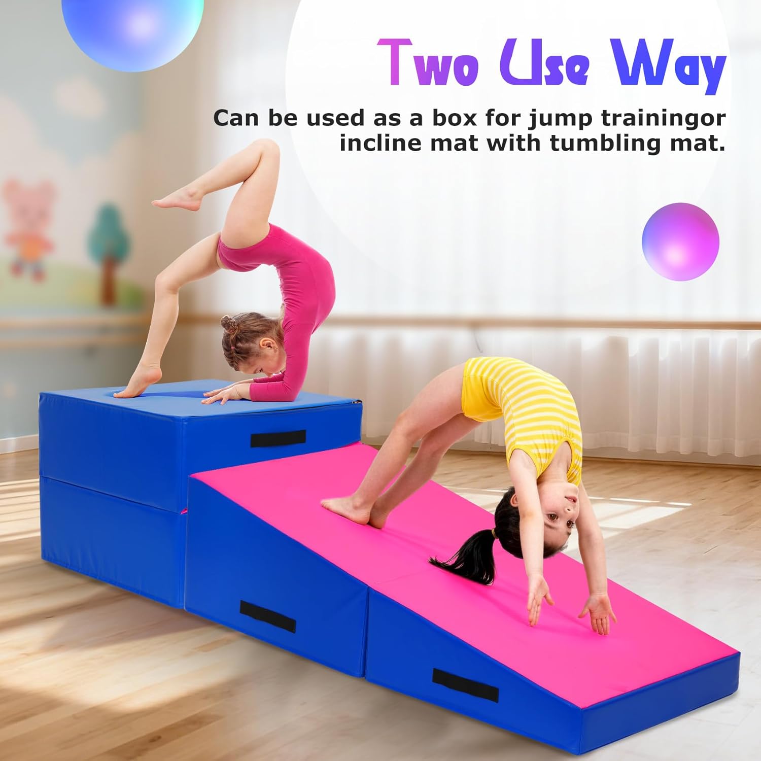 Srora Cheese Mat Gymnastics – 56” x 28” & 48” x 24” Foldable Non-Slip Cheese Mat for Tumbling, Walkovers & Backbends, High-Density Foam, Waterproof PU Cover, Ideal for Kids Gymnastics & Home Use