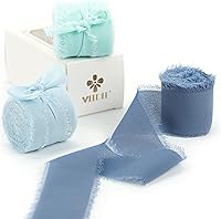 Vista 14 de MEEDEE Cinta de gasa taupe de 2 pulgadas, cintas deshilachadas con flecos, para manualidades, cintas de gasa de seda para envolver regalos