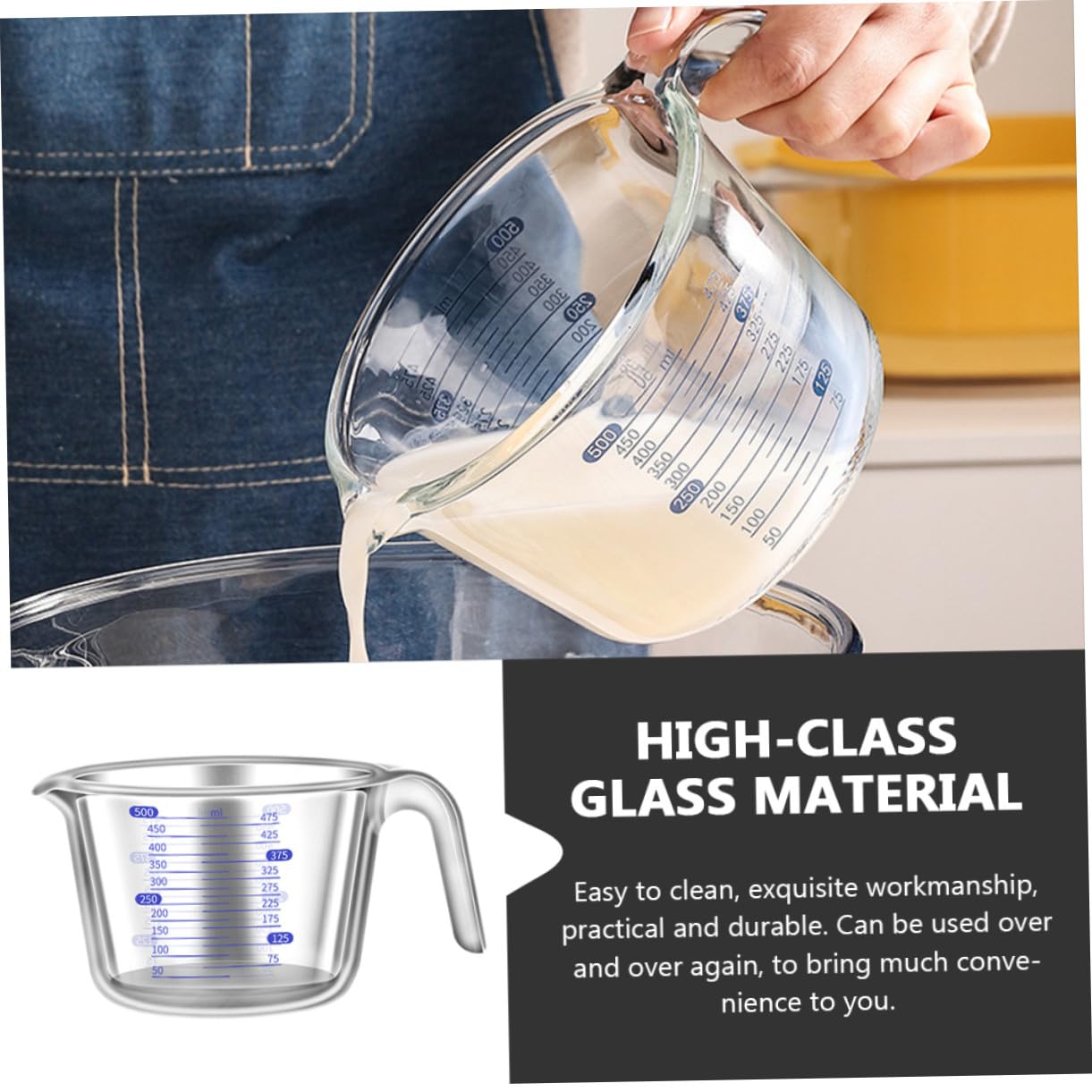 Glas Hitzebeständiger 500ml mit Skala Messbecher für Zuhause