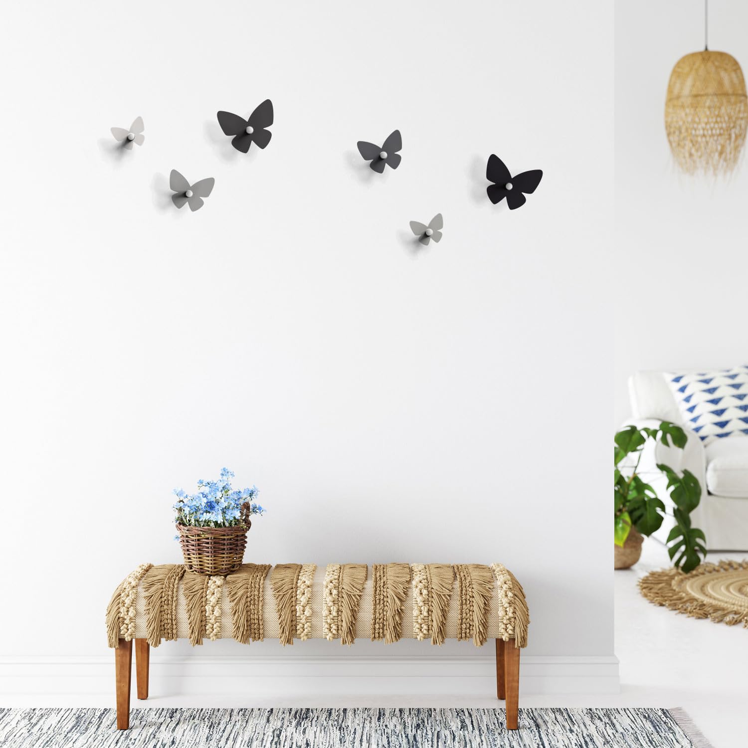 Appendiabiti A Muro A Forma Di Note Musicali - Set Di 3 Ganci In Ferro, Design Italiano, Dimensioni 12x30 Cm, Nero