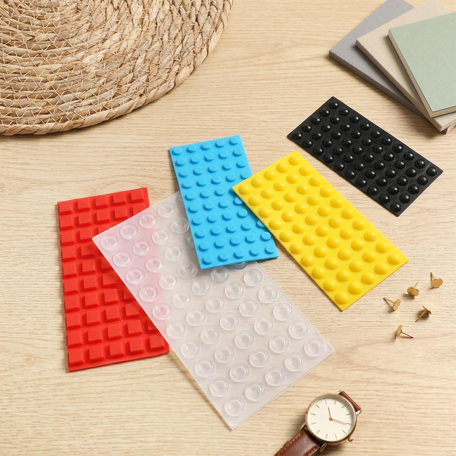 250pcs Bump Dots for Visually Impaired, Assorted Sizes Low Vision Aids Braille Stickers Blind People Tactile Aids Braille Bump Dot Sticker for Blind, Elderly (Transparent, Red, Yellow, Black, Blue)