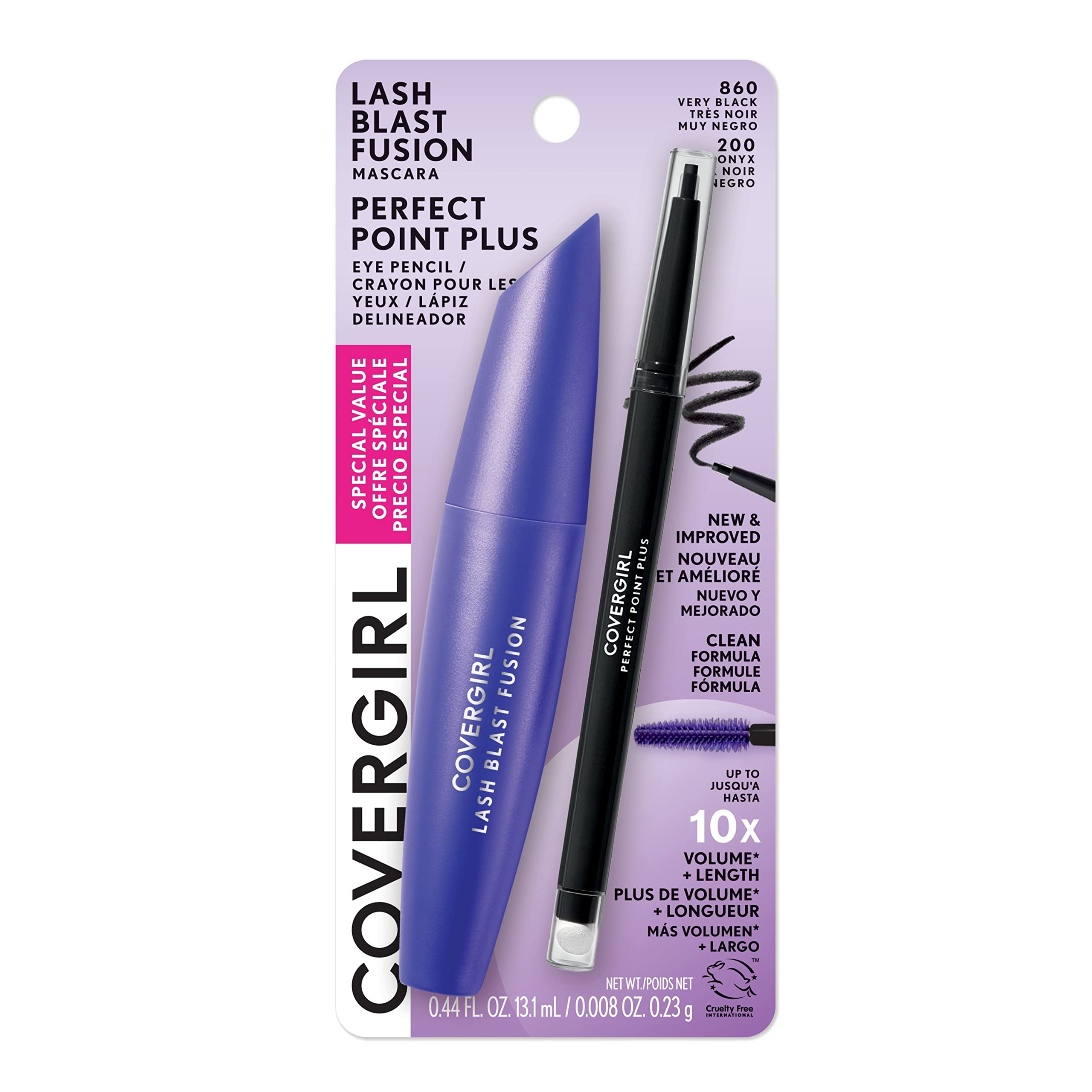 Covergirl Lash Blast Fusion Mascara, Very Black & Perfect Point Plus Eyeliner Pencil, Black Onyx (Pack of 1)