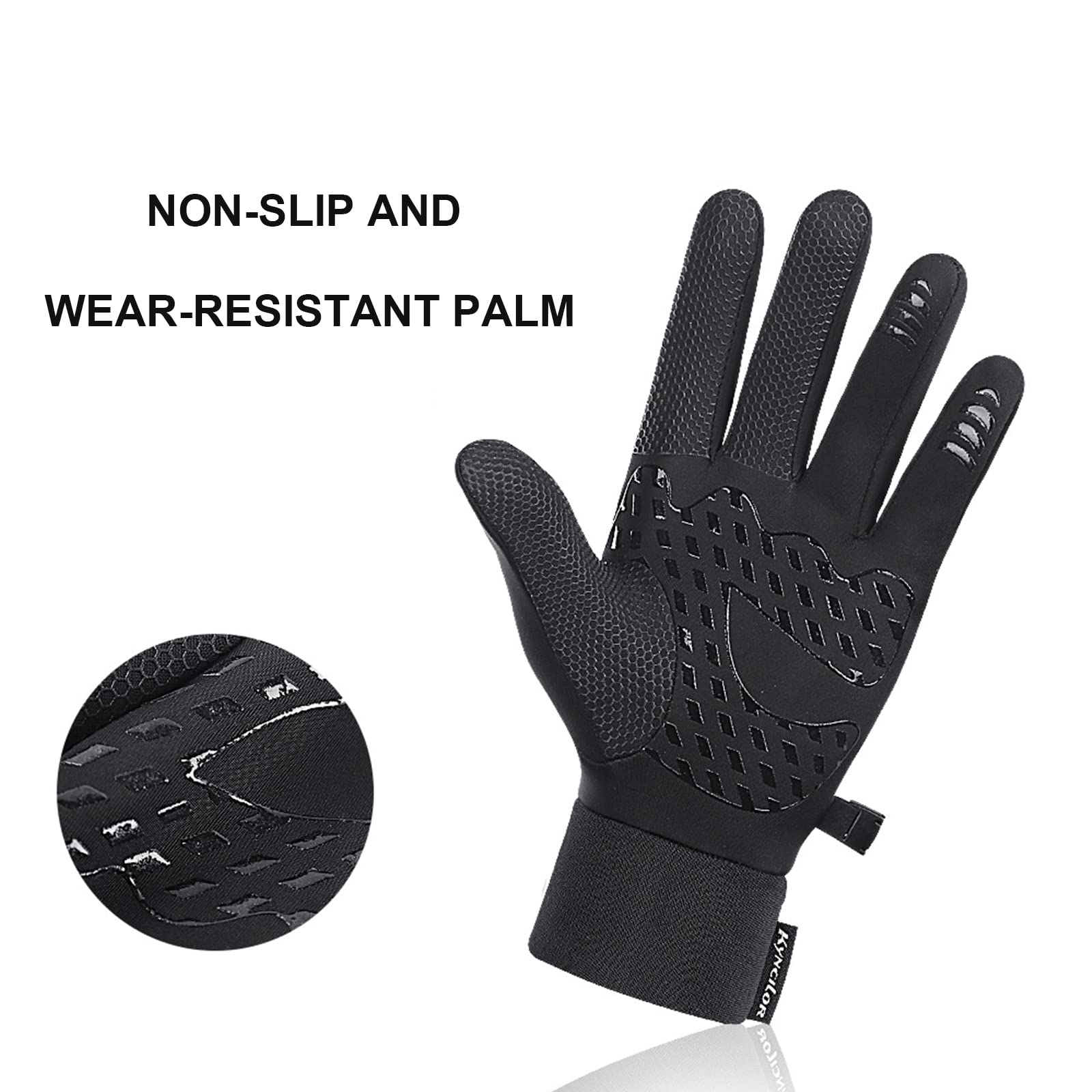 Guanti da Ciclismo Impermeabili Guanti in Pile Touch Screen in Silicone Antispruzzo Guanti Antiscivolo Caldi a Dita Intere con Tasche per Le Mani