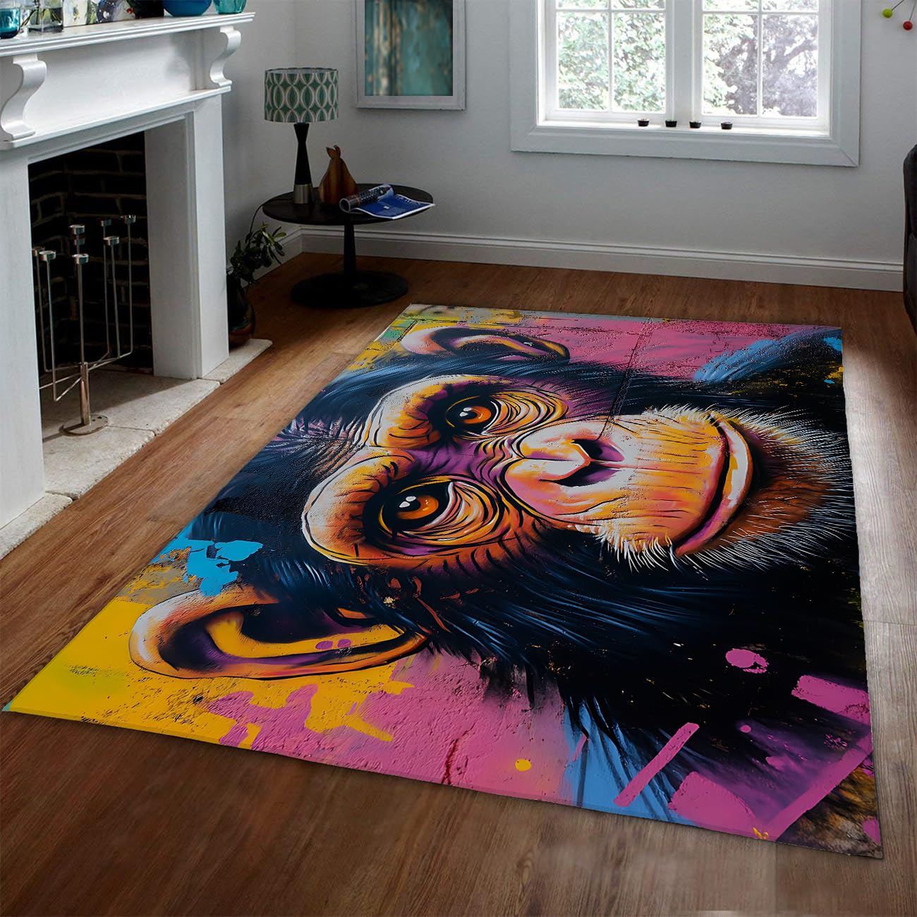 Tapis lavable en machine 120x180cm doux style graffiti rétro moderne