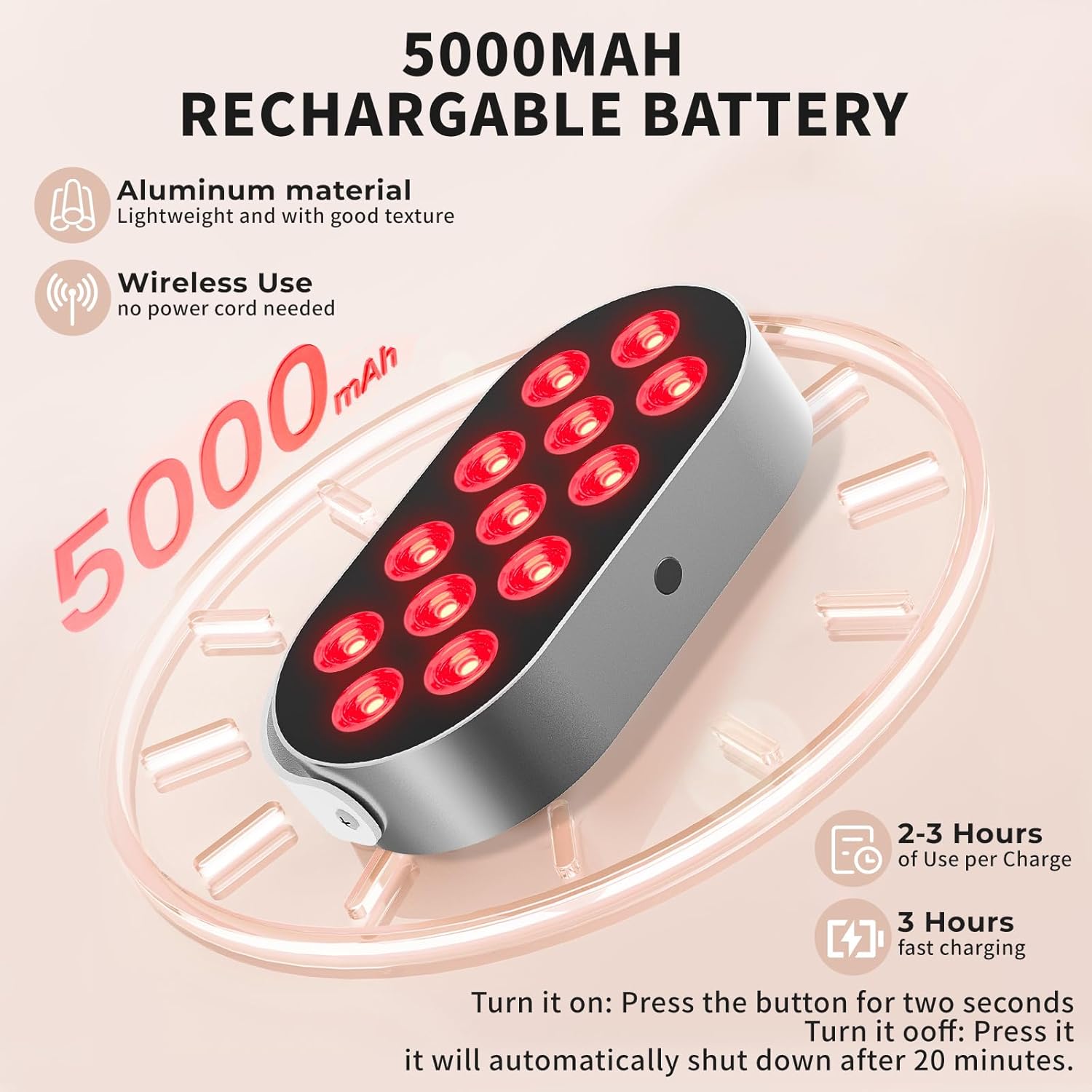 Red Light Therapy Box, 13pcs 2in1 LED with 660&850, Aluminum Alloy, Red Light Panel with Soft Belt, Rechargeable 5000mA (13 LEDs) Red Light Therapy Panel for Body