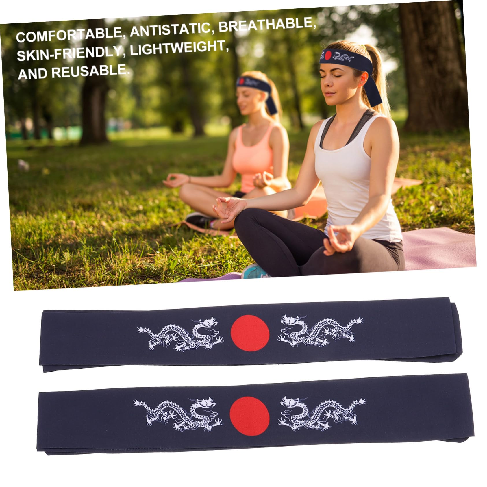 Didiseaon 10pezzi Fascia Giapponese Bushido Bandana Sportiva Per Allenamento Yoga Corsa e Karate Facile Da Indossare Adatta Diverse Forme Di Testa Con Design Drago