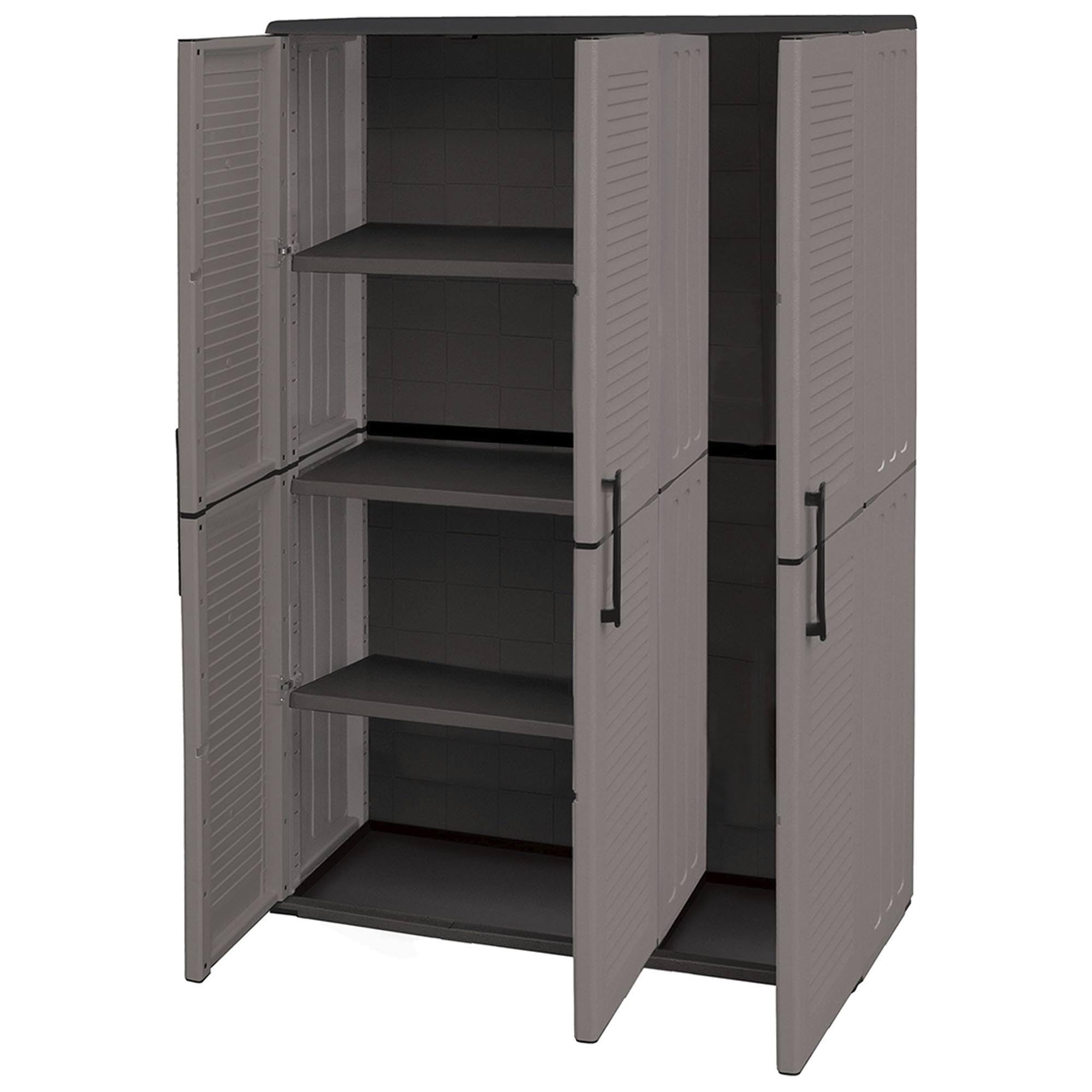 Armoire en polypropylène pleine hauteur 102 x 37 x 163 cm, matériau recyclable et écologique durable, équipée de charnières et d'étagères