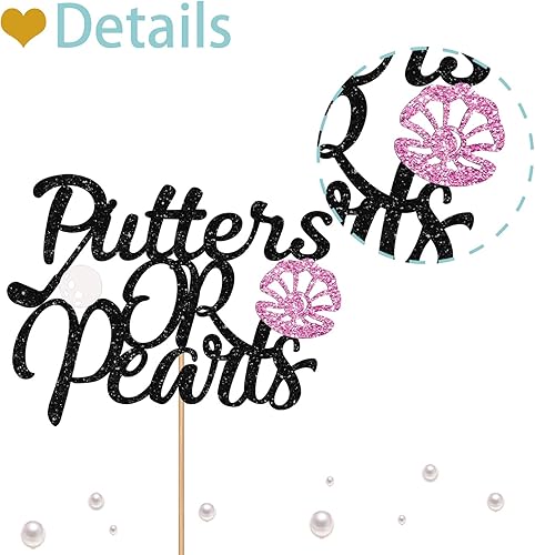 Miniatura 3 de Putters or Pearls - Decoración para tartas, letrero de golf, revelación de género, decoración de pastel de baby shower, decoración de suministros de