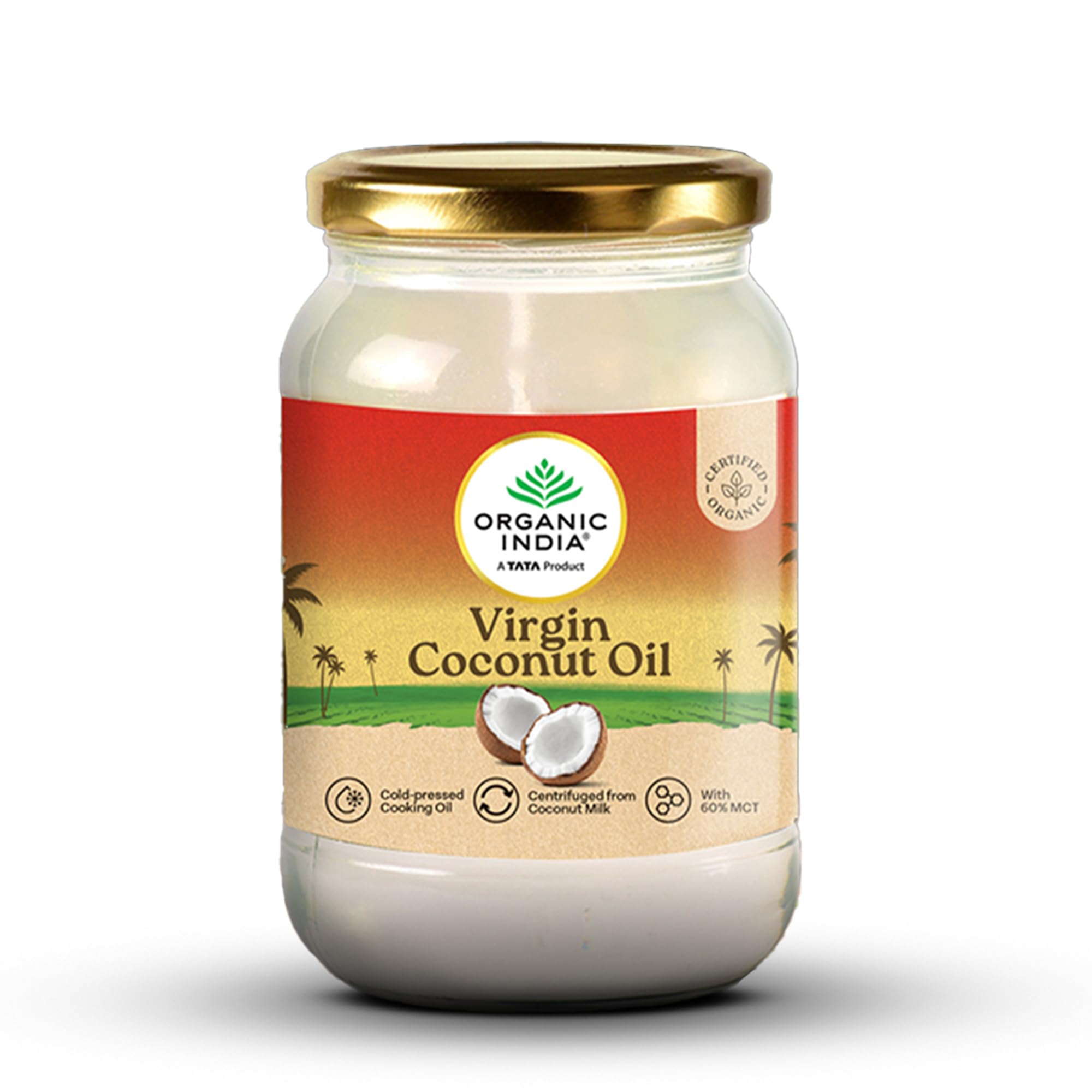 A TATA Product - Organic India Virgin Coconut Oil 500ml, Certified Organic, Lab Tested on 600+ Parameters, Cold Pressed, Extracted from Organically Grown Coconuts, Multipurpose Coconut Oil