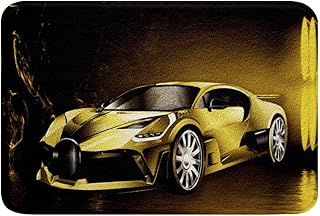 Alfombra de baño de poliéster para Coche Deportivo de Carreras de Color Amarillo con Forro Polar Suave para niños y niñas, tapete Deportivo Extremo de Velocidad fría para Piso de Coche, 20 x 32 pulga