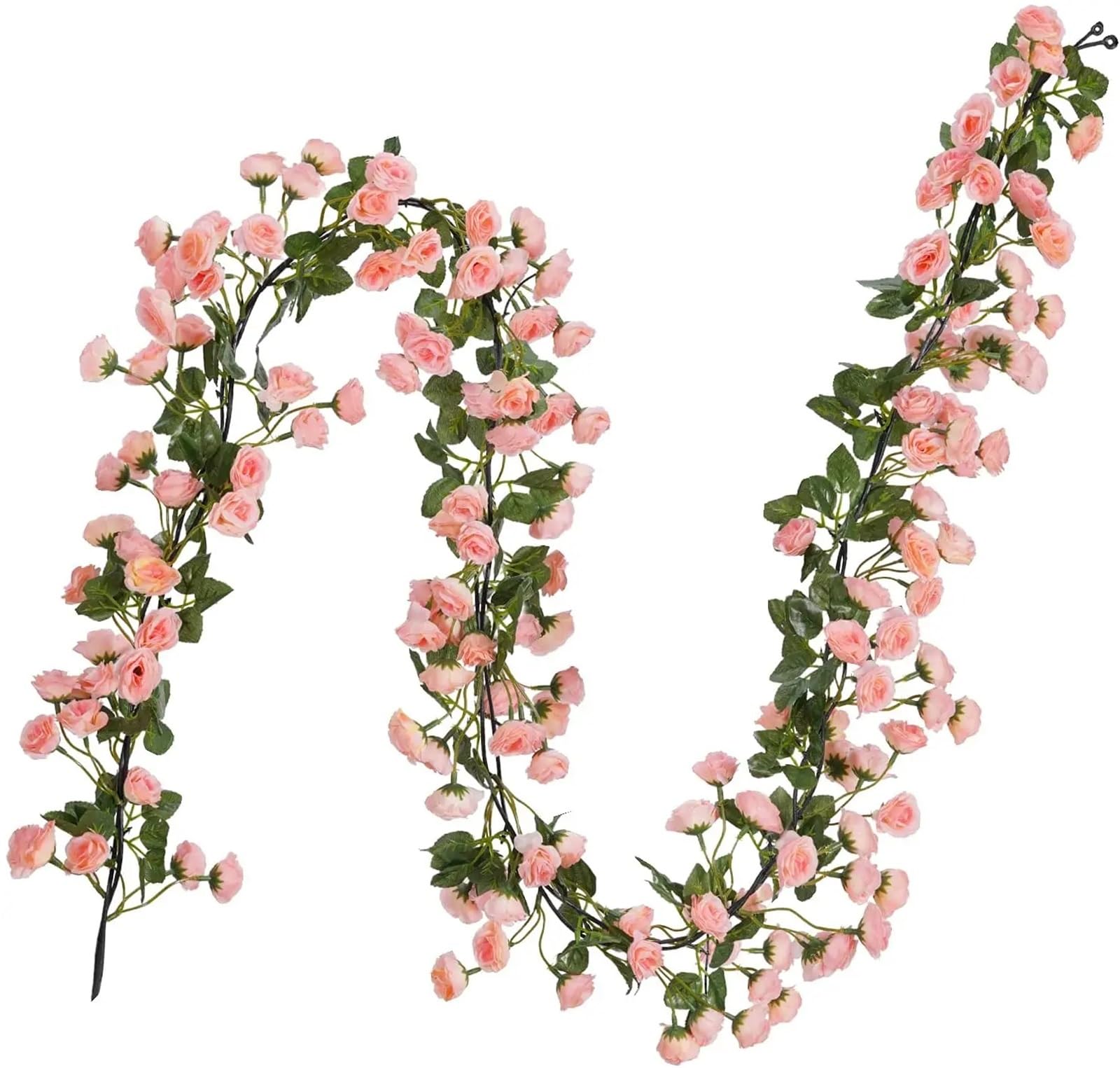 LuoAXINN Artificial Rose Vine 488cm Fake Rose Vine String Flowers Plants