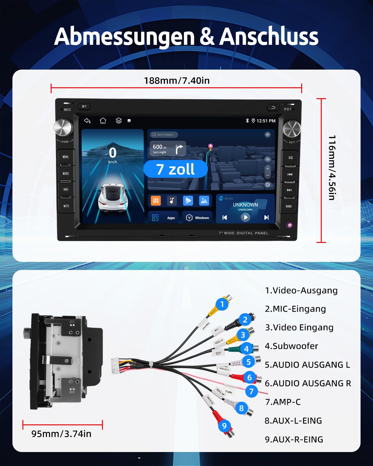 ESSGOO Drahtloses Carplay und Android 4+64G Android 15 Auto Autoradio Für VW Polo MK3/4 9N Golf 4 Passat B5 T5 Seat Skoda, 7 Zoll Touchscreen mit Bluetooth FM RDS GPS WiFi