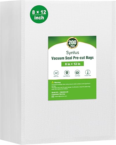 Miniatura 8 de Syntus Bolsas selladoras al vacío para alimentos, 100 pinta de 6 x 10 pulgadas, bolsa precortada de grado comercial, bolsas para almacenamiento de