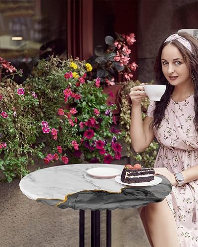 Miniatura 10 de Mantel redondo de 55 a 60 pulgadas, mantel redondo de vinilo ajustable con borde elástico para fiestas al aire libre, hojas densas y bonitos búhos