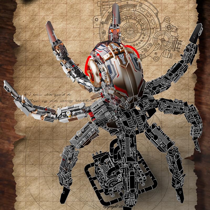 Image of SKY LINE OCEAN Mechanical Octopus Building Set - 1900+ PCS Light-Up Sea Animal Model, Powered & Manual Control STEM Construction Kit, Compatible Bricks Collectible Gift for Adults & Teens