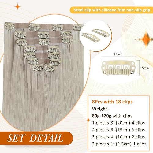 Miniatura 3 de Full Shine Extensiones de cabello humano con clip, color rubio sin costuras, extensiones de cabello rubio invisible con clip, trama de poliuretano