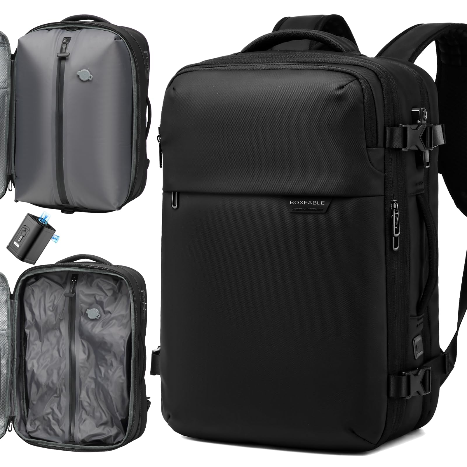 Vacuum Seal Travel Carry On Backpack 60L with Pump Fits 17" Laptop
