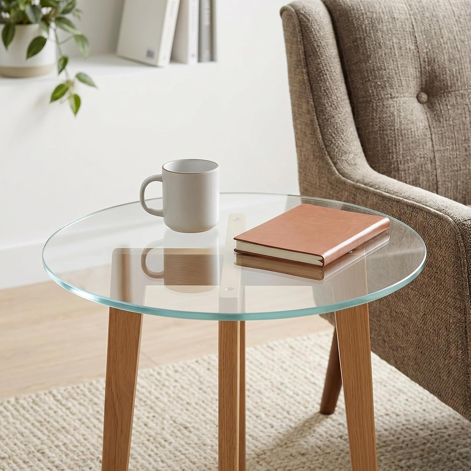 ARTIBETTER Tempered Glass Table Top Dining Table Cover 16.5 Inches Diameter 0.3 Inch Thick Smooth Edge for Hotel Lobbies and Business Lounges